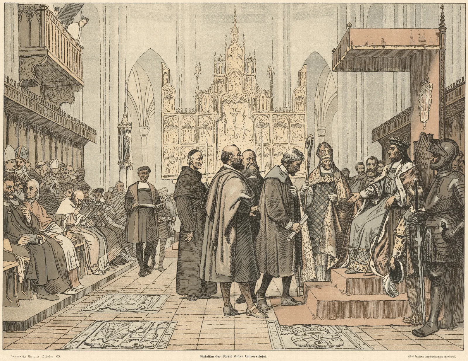 Christian Den Forste Stifter Universitetet Christian I Gives The Charter For The University Of Copenhagen Wall Art by Wilhelm Marstrand - Canvas Print