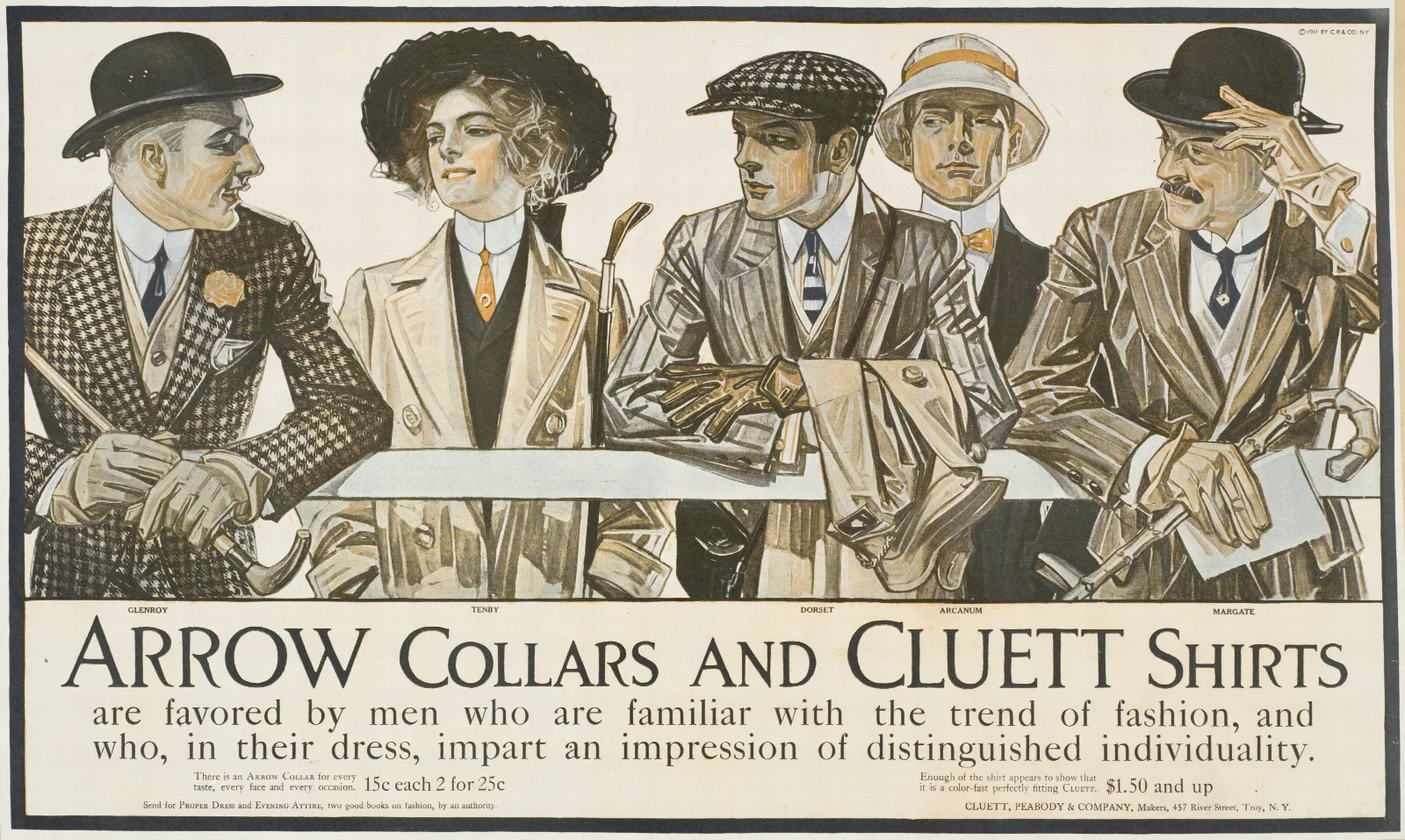 Arrow Collars Cluett Shirts 3 Wall Art by Joseph Christian Leyendecker - Canvas Print