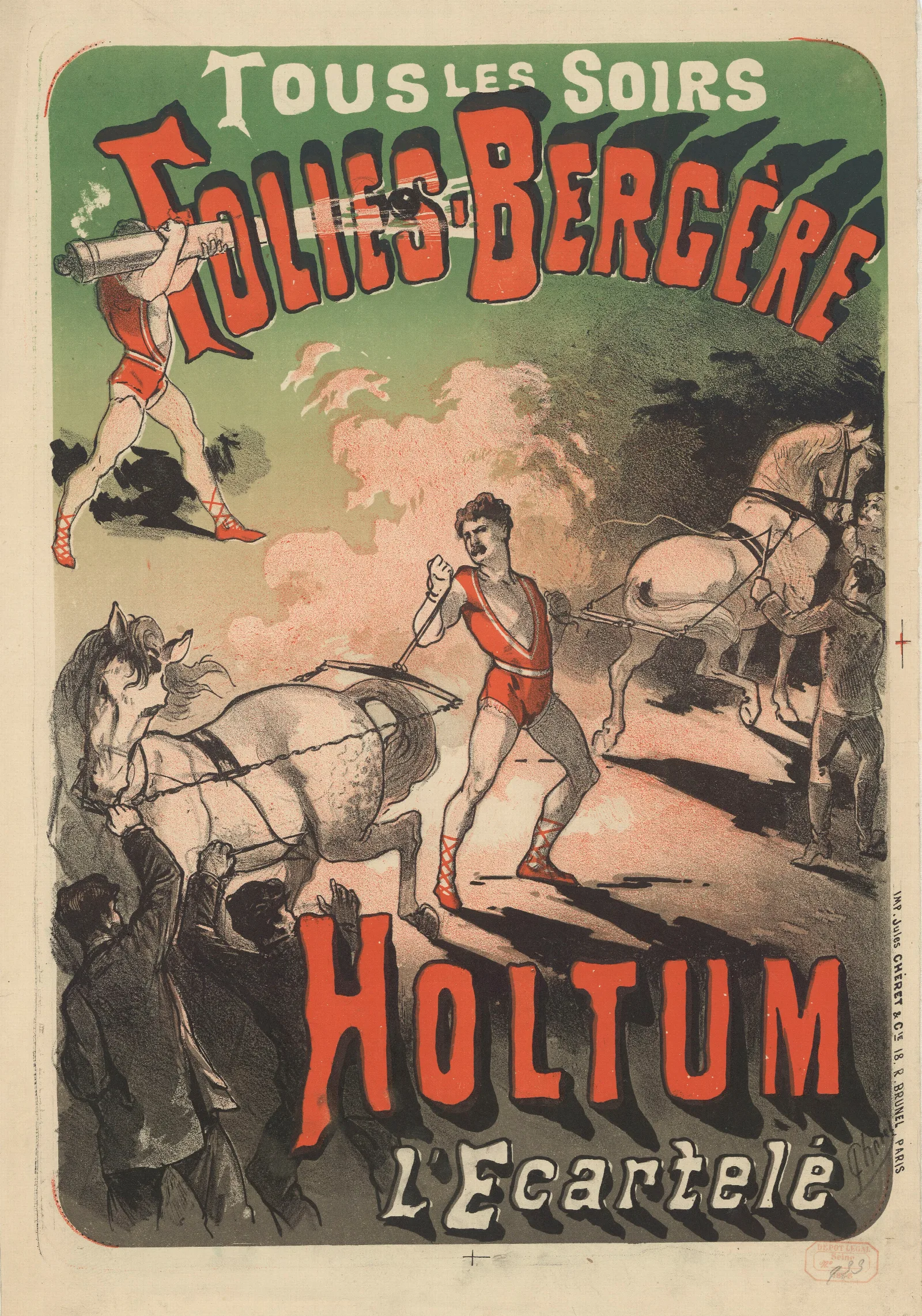 Folies Bergere Holtum Lecartele Wall Art by Jules Chéret - Canvas Print