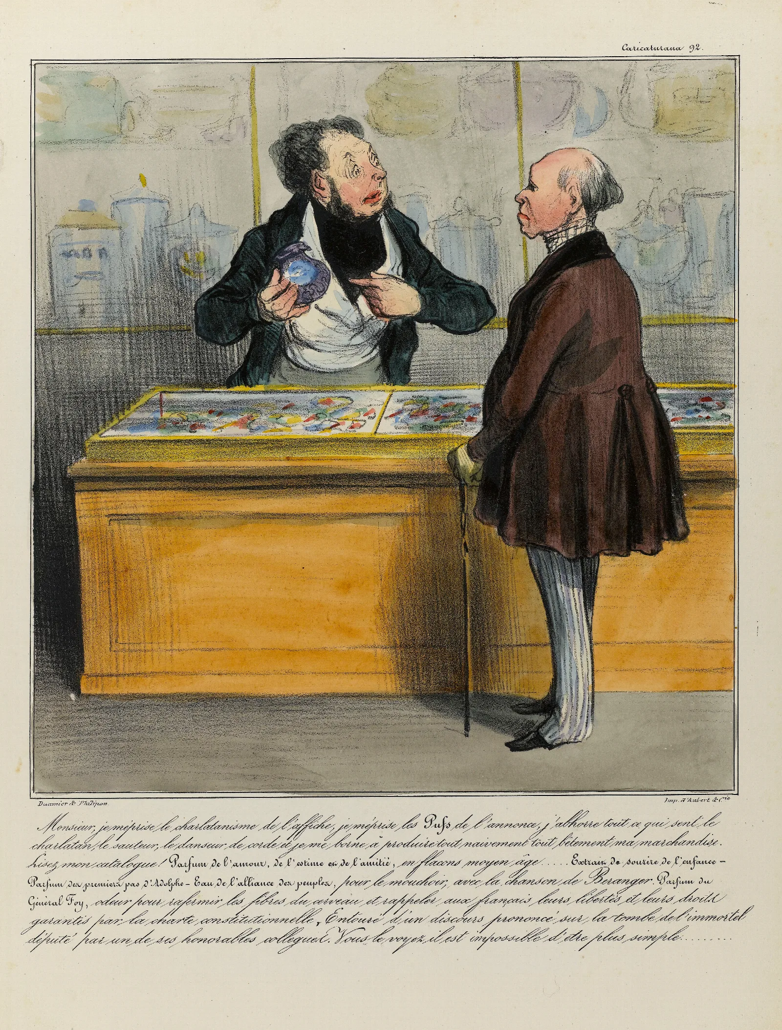 Monsieur Je Meprise Le Charlatanisme De Laffiche Je Meprise Les Pufs De Lannonce Jabhorre Tout Ce Qui Sent Le Char Wall Art by Honoré Daumier - Canvas Print