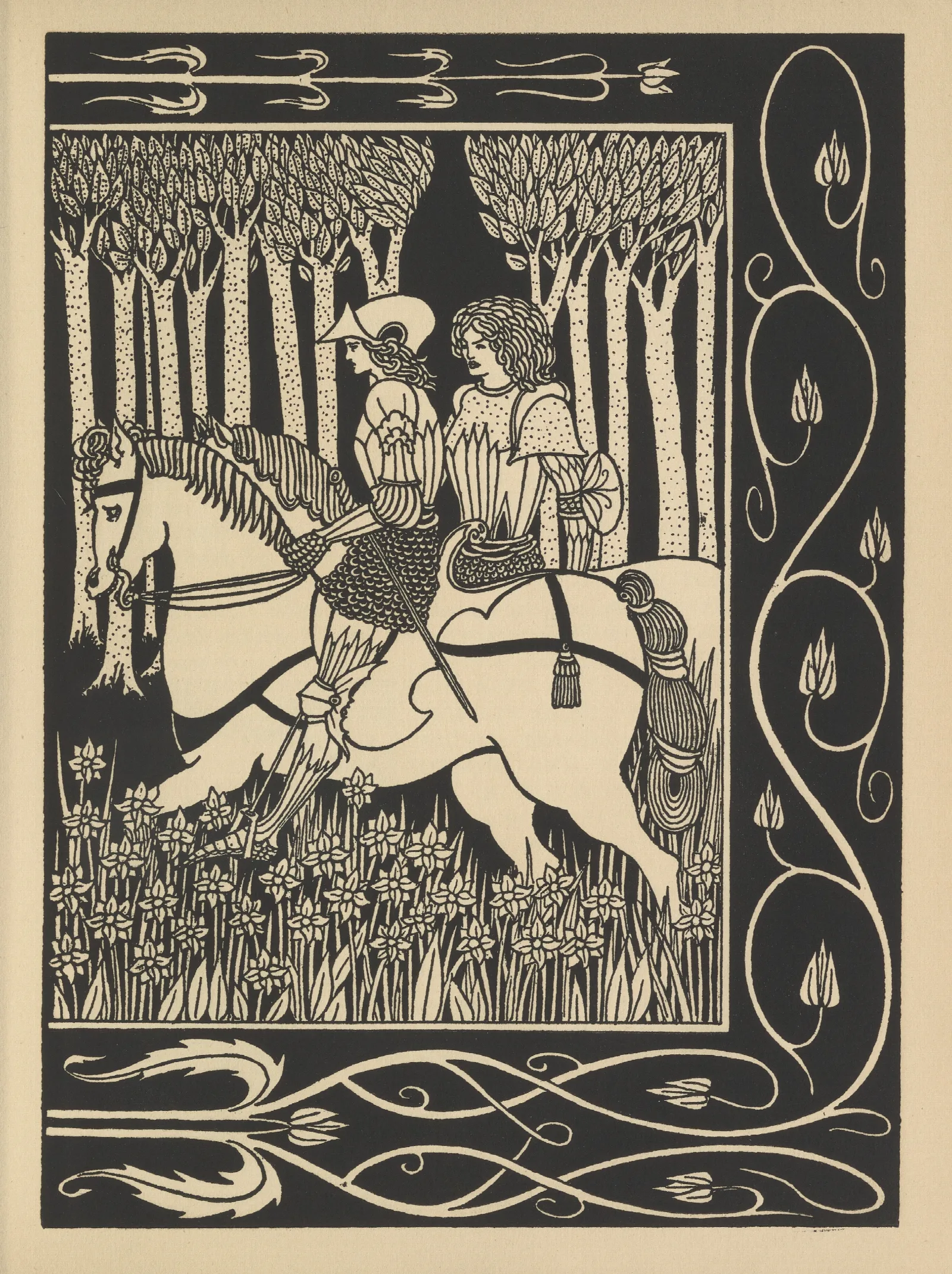 How King Mark And Sir Dinadan Heard Sir Palomides Making Great Sorrow And Mourning For La Beale Isoud 2 Wall Art by Aubrey Vincent Beardsley - Canvas Print