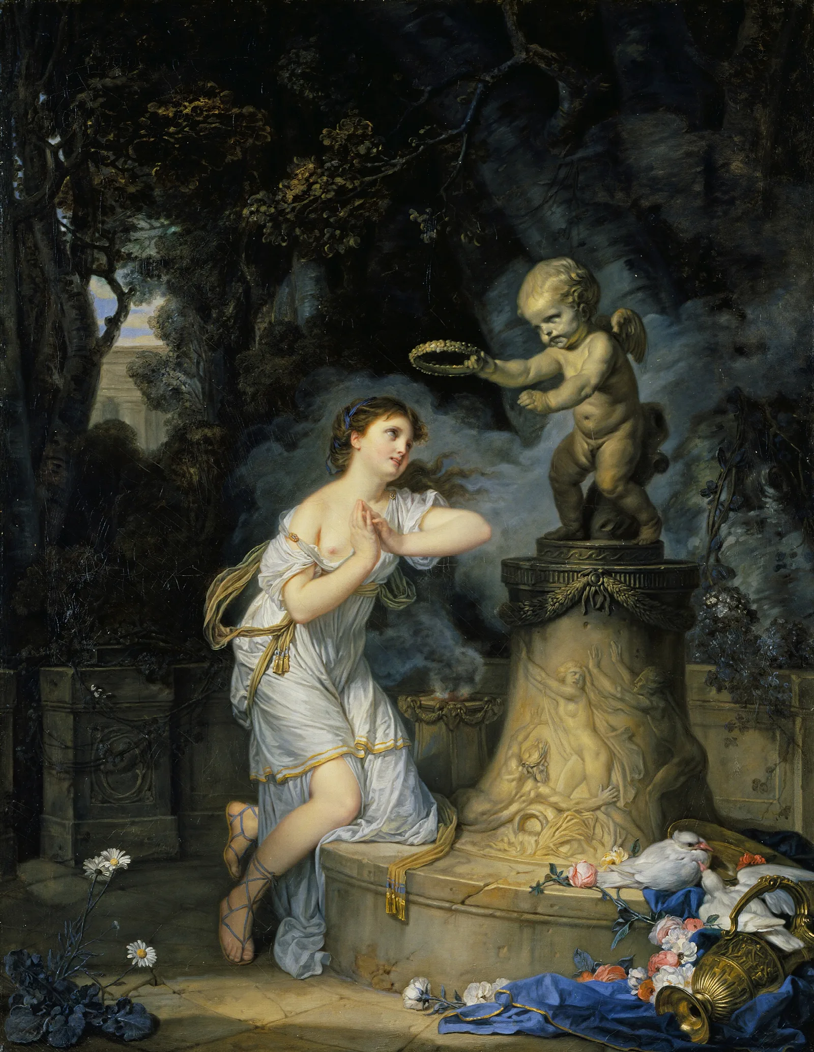 Une Jeune Fille Qui Fait Sa Priere Au Pied De Lautel De Lamour A Young Woman Praying At The Altar Of Love Wall Art by Jean-Baptiste Greuze - Canvas Print