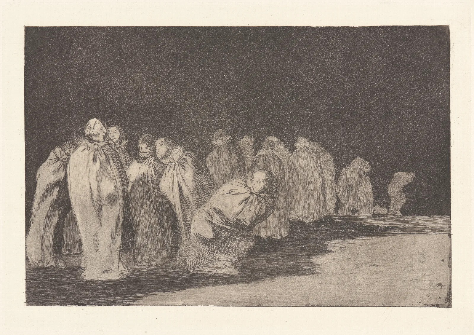 There Is Something Beneath The Sackcloth I E You Cant Judge A Man By His Clothes The Men In Sacks So El Sayal Hay Al Los Enscacados Wall Art by Francisco de Goya - Canvas Print