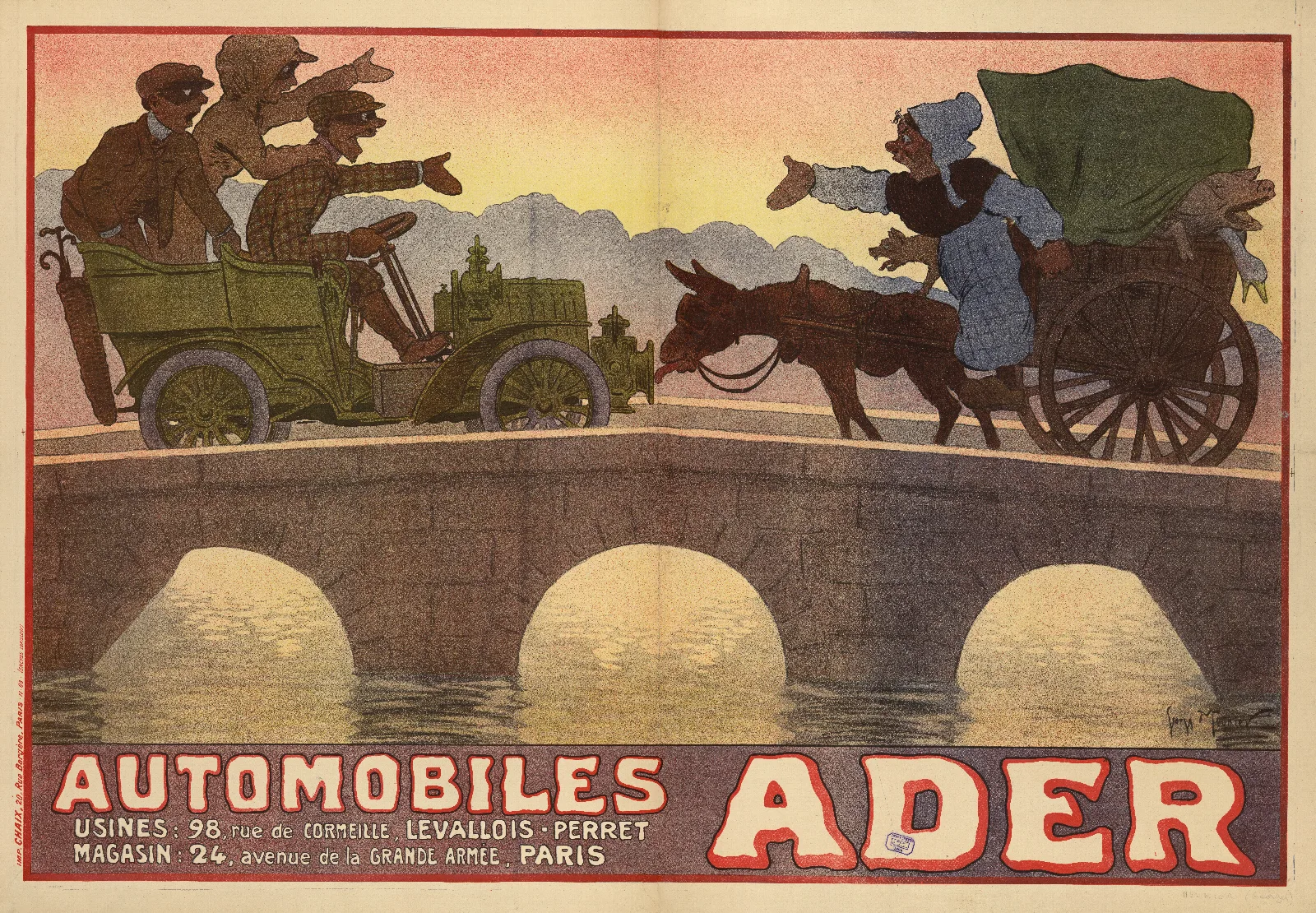 Automobiles Ader Usines 98 Rue De Cormeilles Levallois Perret Magasin 24 Avenue Dela Grande Armee Paris Wall Art by Georges Meunier - Canvas Print