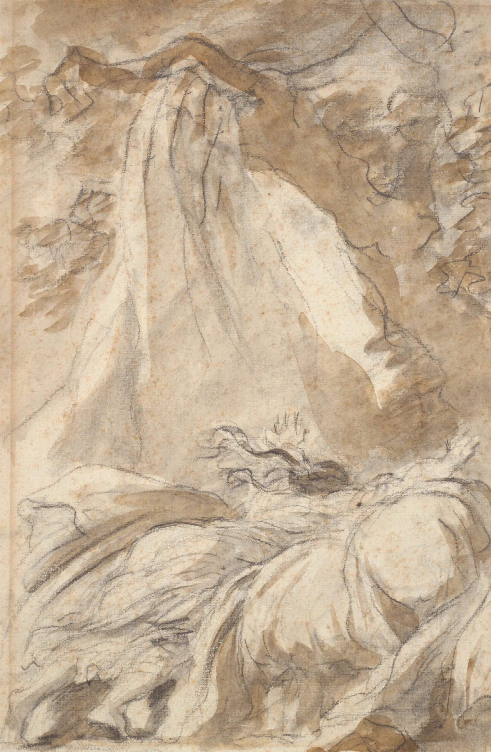 In Despair Olympia Throws Herself On The Bed Illustration For Canto X Verse 27 Of Lodovico Ariostos Orlando Furioso Wall Art by Jean-Honoré Fragonard - Canvas Print