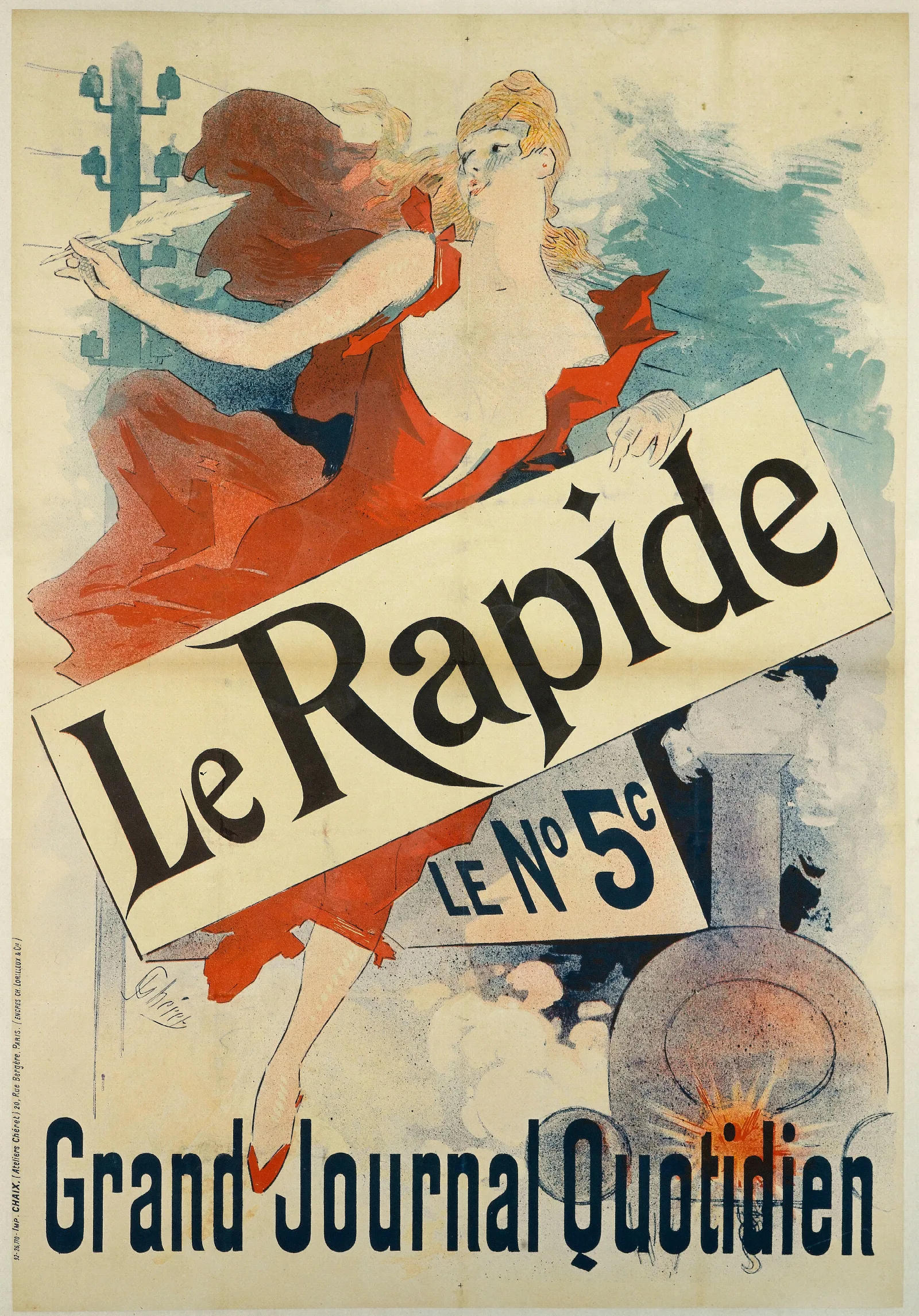 Le Rapidele No 5c Grand Journal Quotidien Wall Art by Jules Chéret - Canvas Print