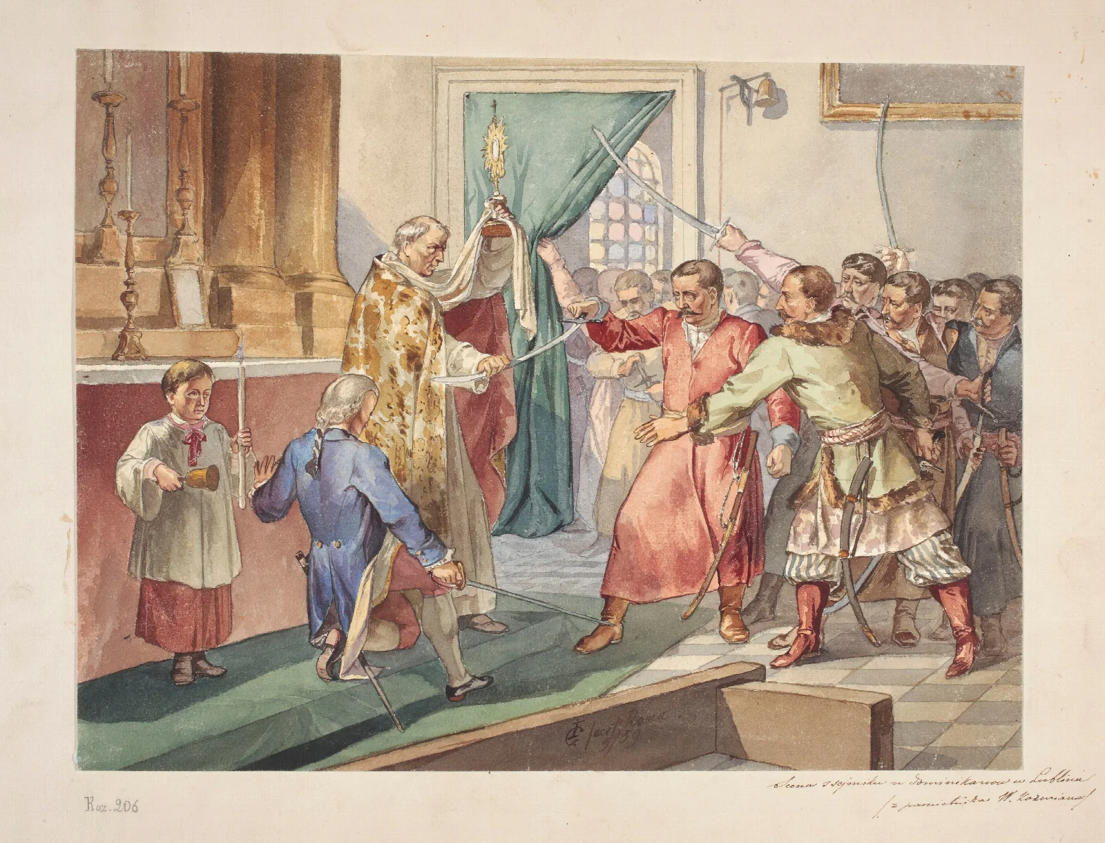 The Duel Of Andrzej Kozmian And Kazimierz Nestor Sapieha In The Dominican Church In Lublin On 15 July 1784 Wall Art by Ignacy Gierdziejewski - Canvas Print