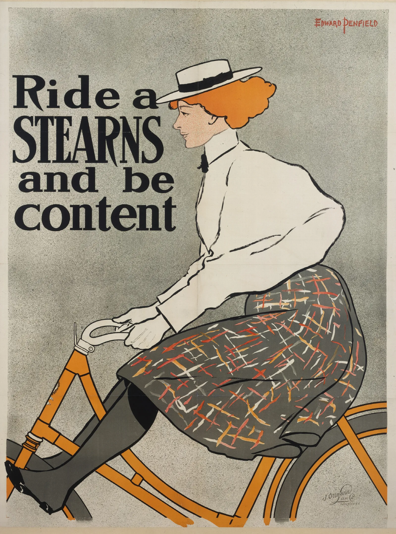 Ride A Stearn And Be Content Wall Art by Edward Penfield - Canvas Print