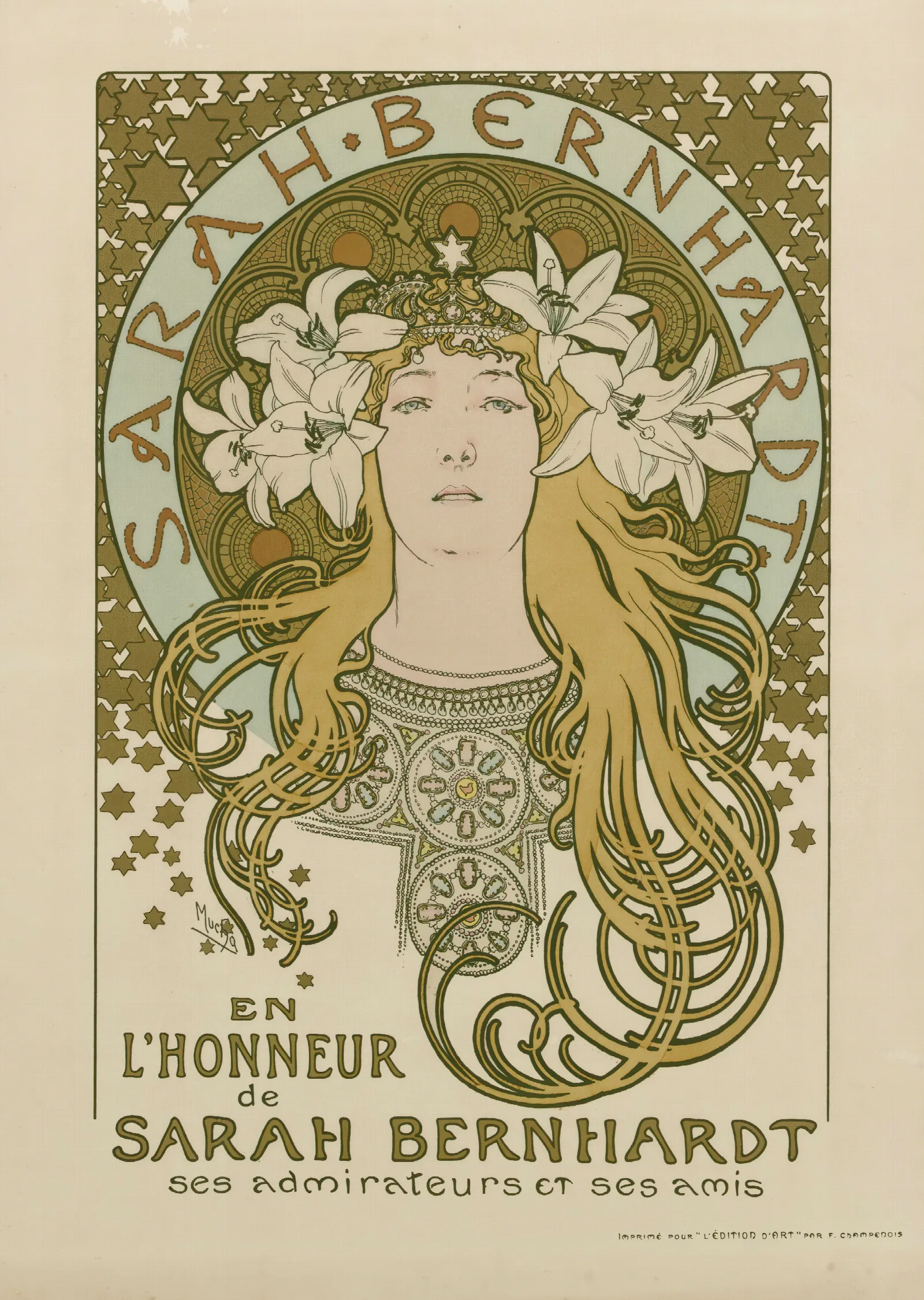 En Lhonneur De Sarah Bernhardt Ses Admirateurs Et Ses Amis Wall Art by Alphonse Mucha - Canvas Print