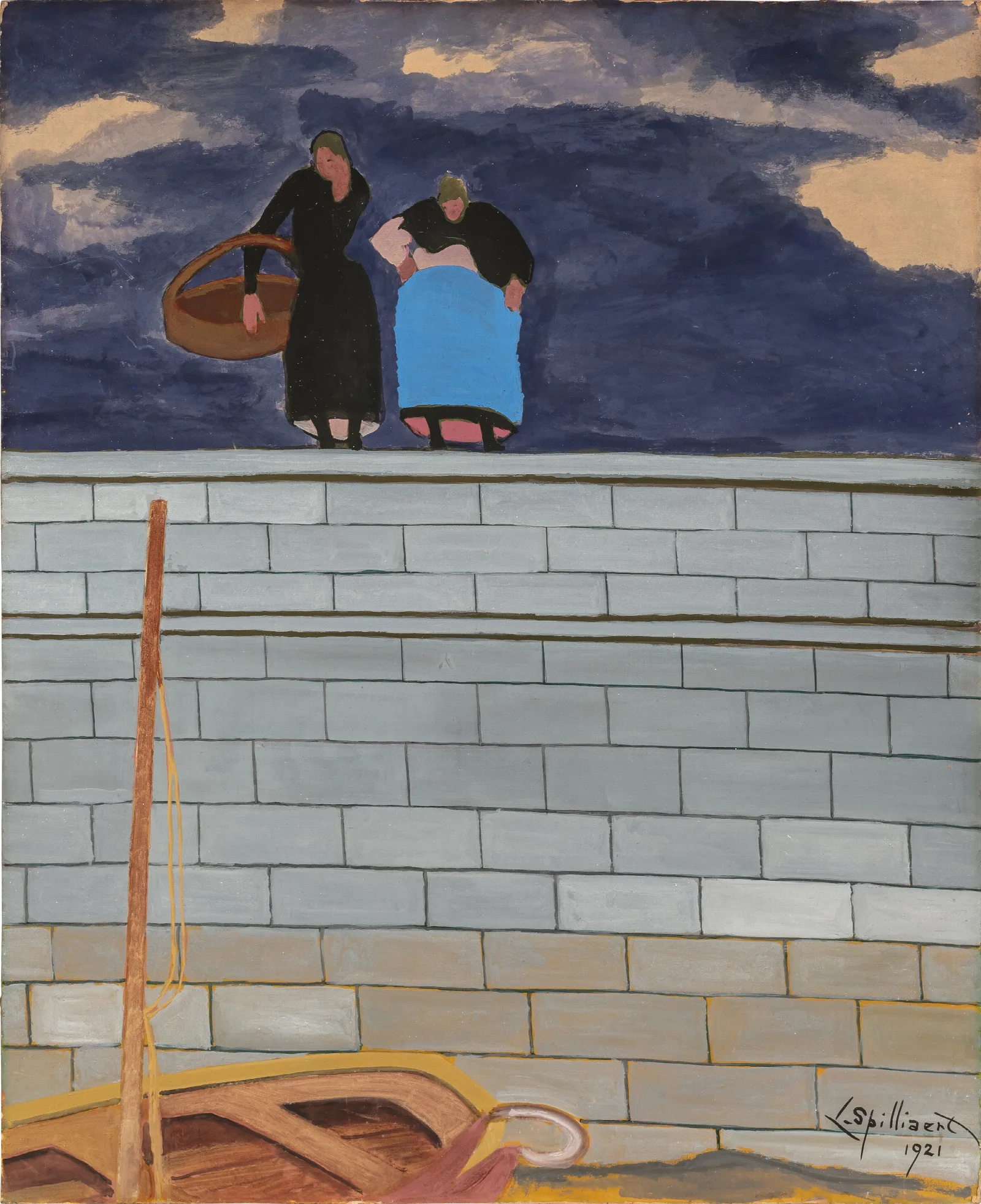 Femmes De Pecheur Sur Le Quai Wall Art by Léon Spilliaert - Canvas Print
