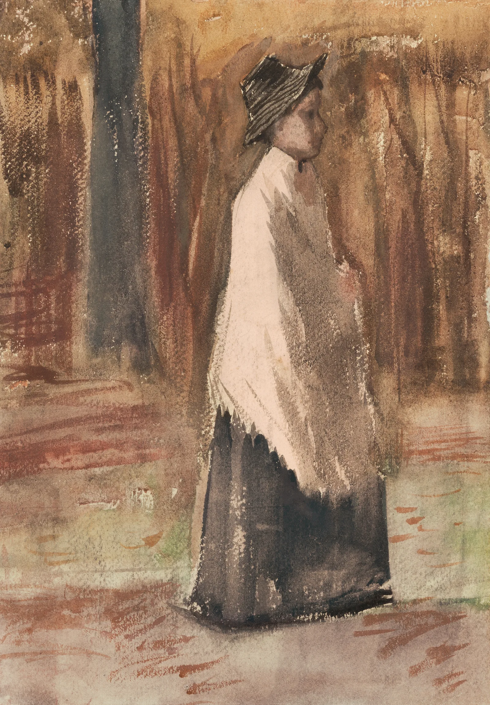 Woman In A Wood Wall Art by Vincent van Gogh - Canvas Print
