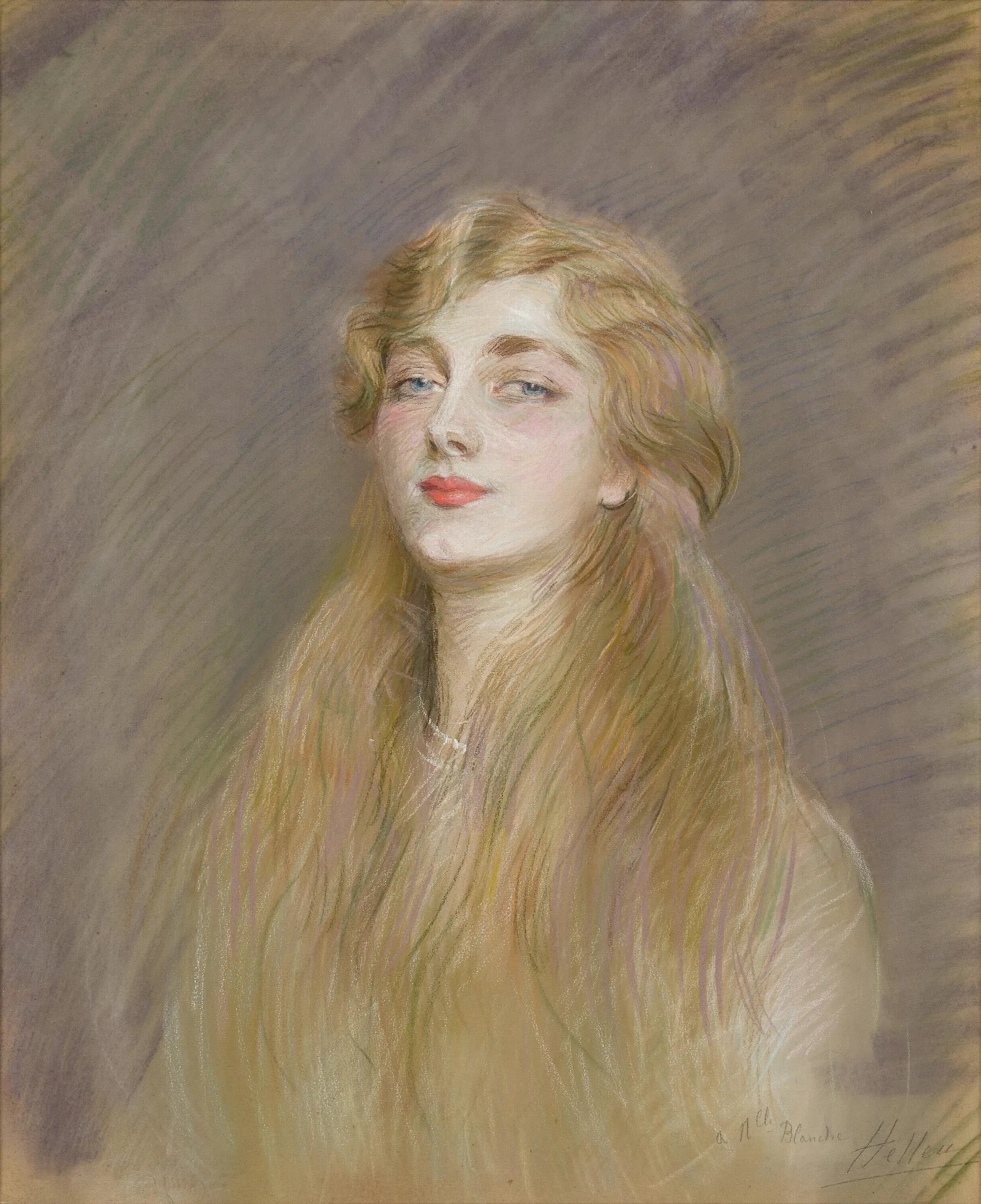 Portrait Of Mlle Blanche De Pas 2 Wall Art by Paul César Helleu - Canvas Print