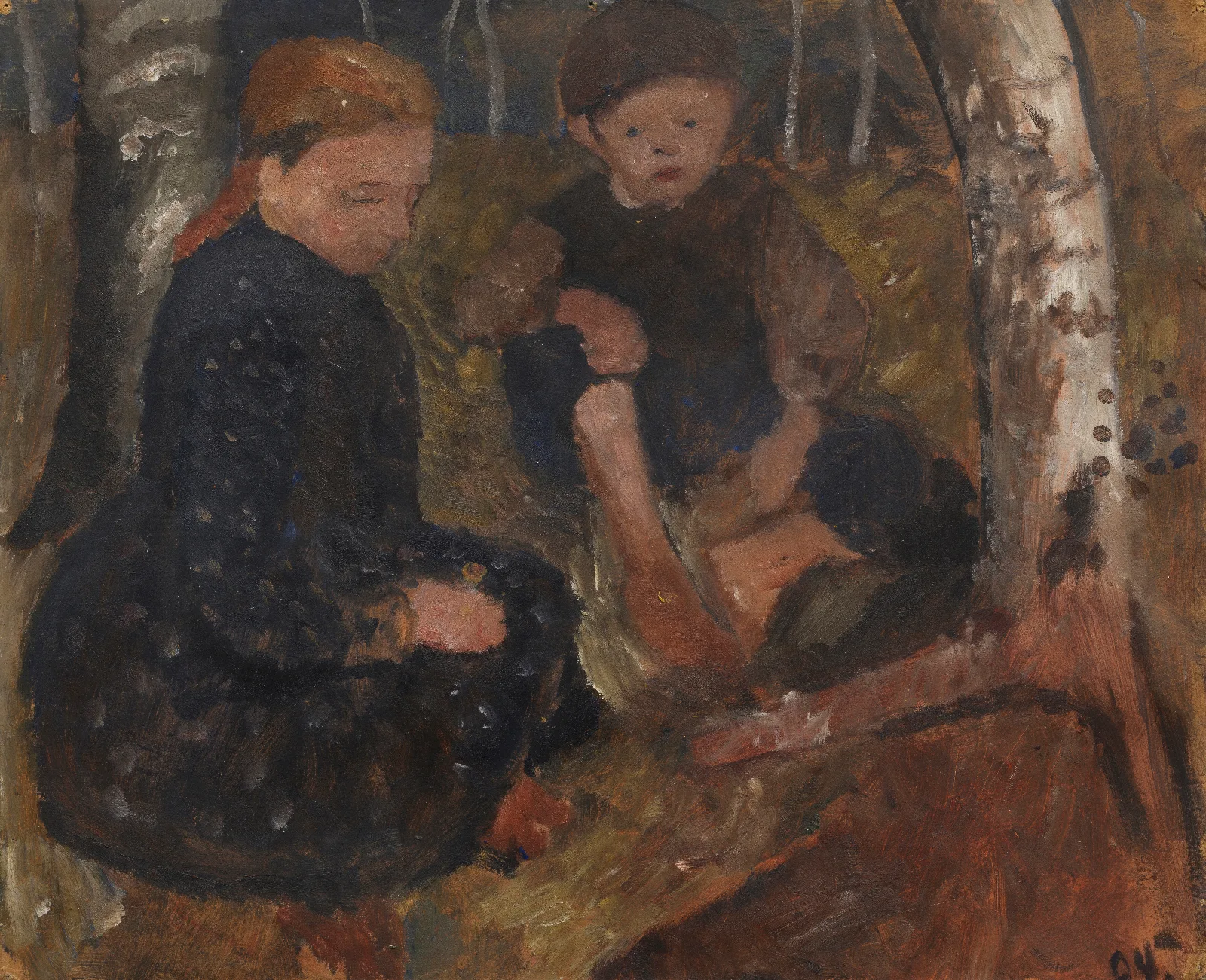 Zwei Sitzende Kinder Im Wald Wall Art by Paula Modersohn-Becker - Canvas Print