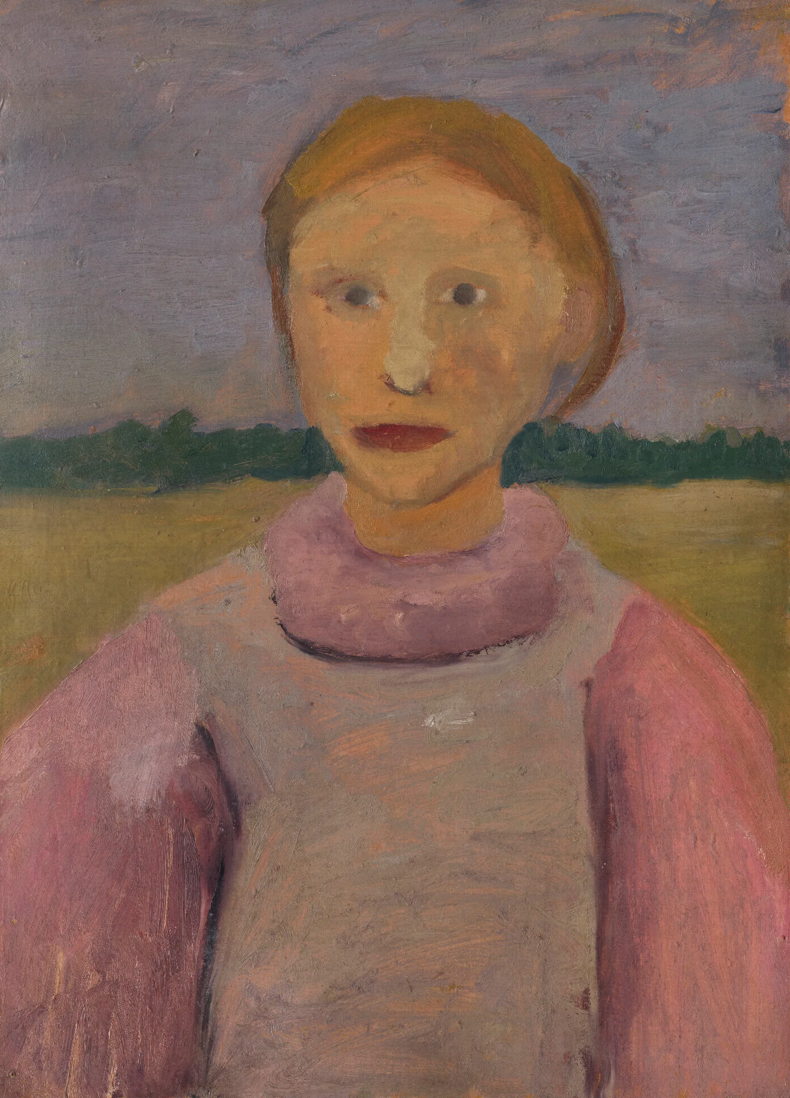Brustbild Eines Madchens In Der Dammerung Wall Art by Paula Modersohn-Becker - Canvas Print