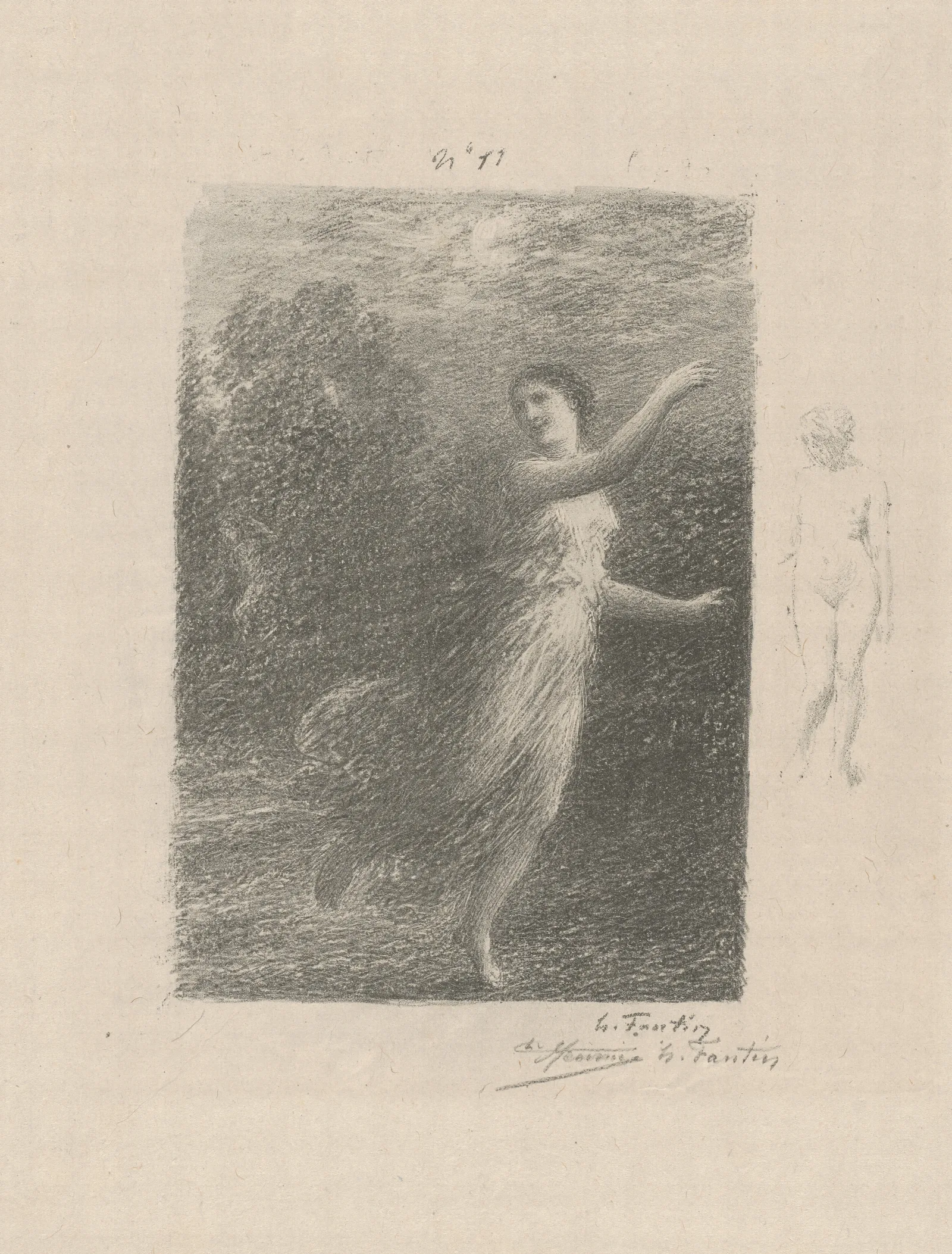 De Nuit La Nymphe Errante Wall Art by Henri Fantin-Latour - Canvas Print