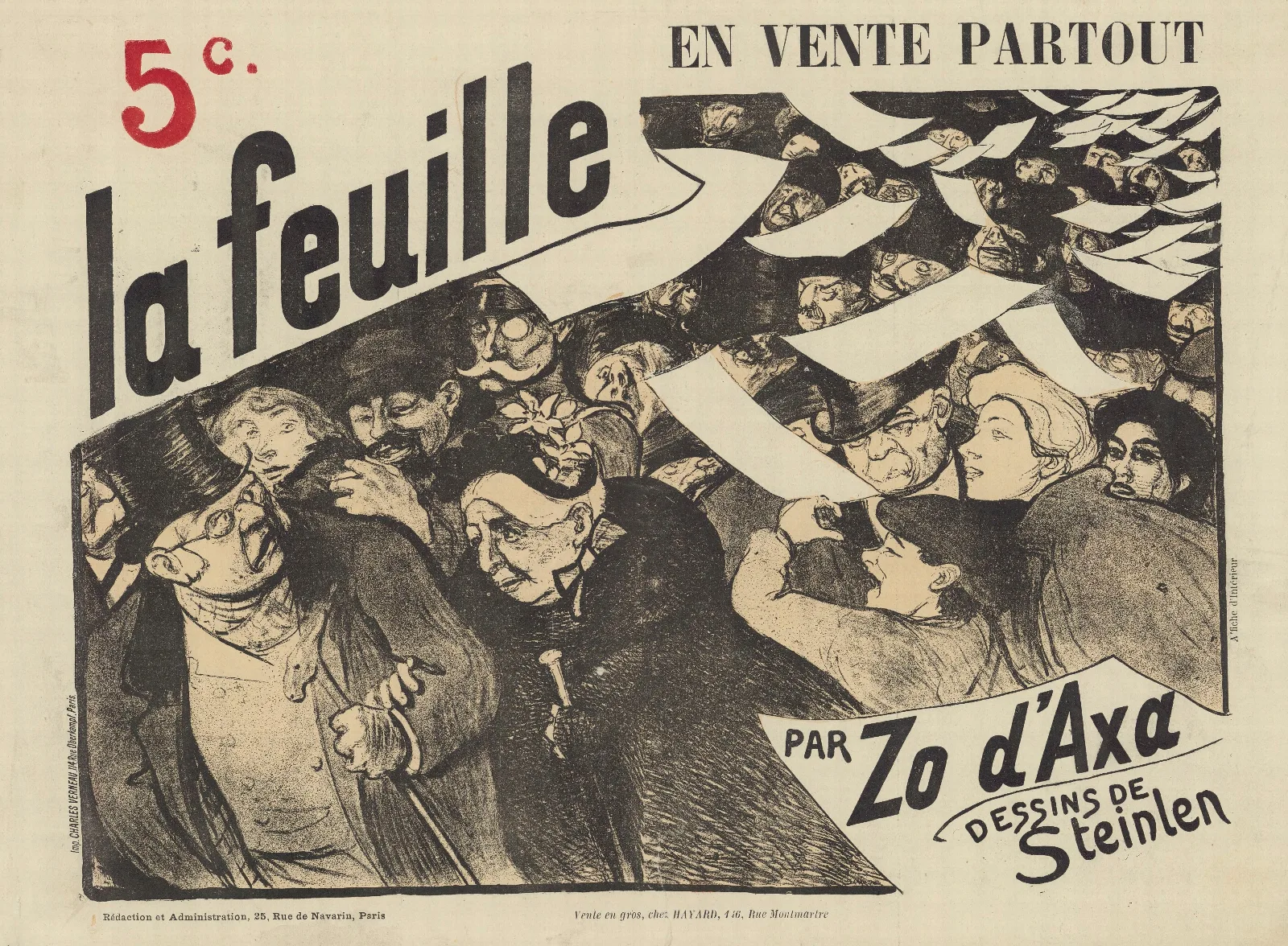 Feuille En Vente Partout Par Zo Daxa Wall Art by Théophile Alexandre Steinlen - Canvas Print