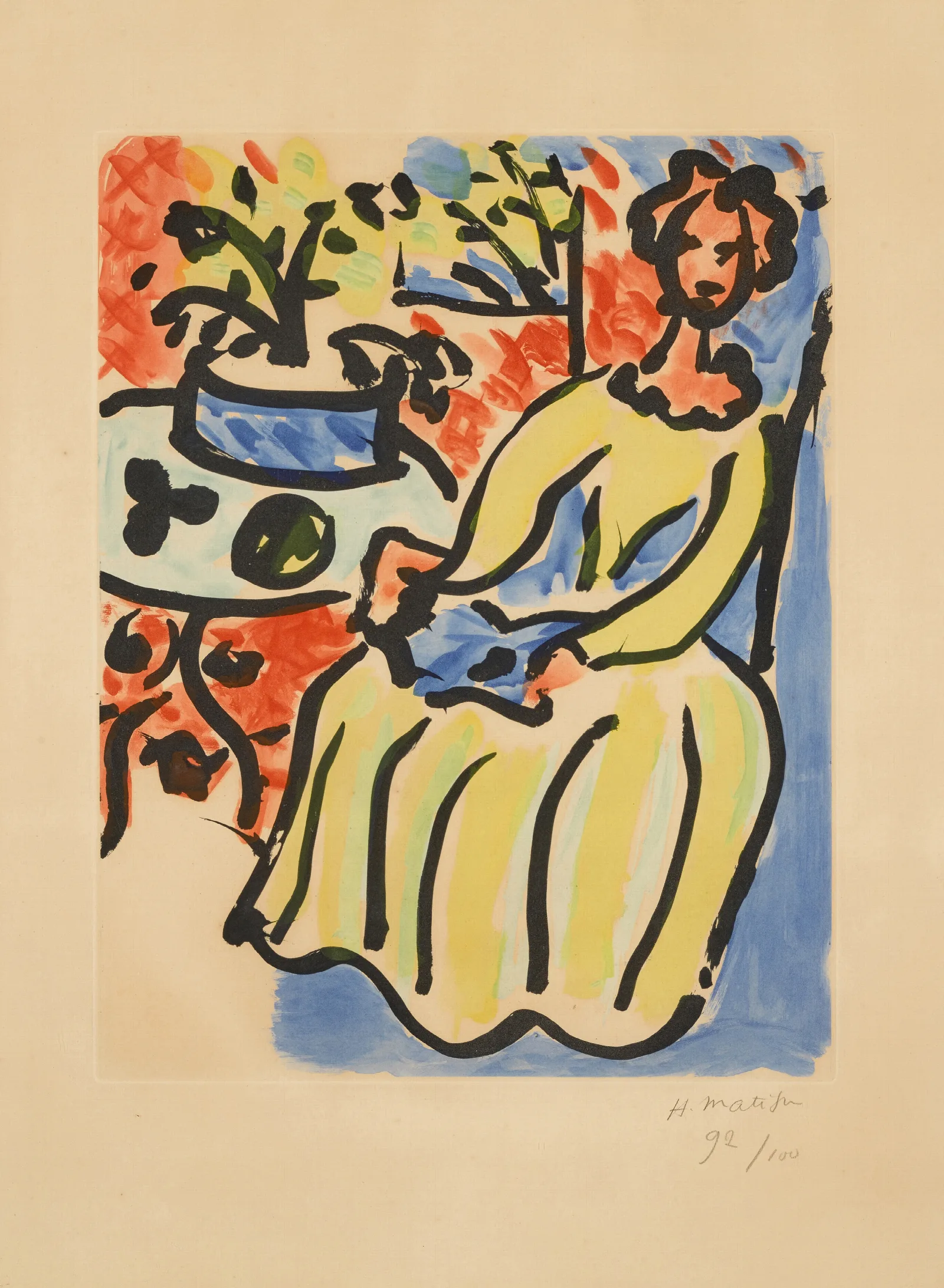 Marie Jose En Robe Jaune 2 Wall Art by Henri Matisse - Canvas Print