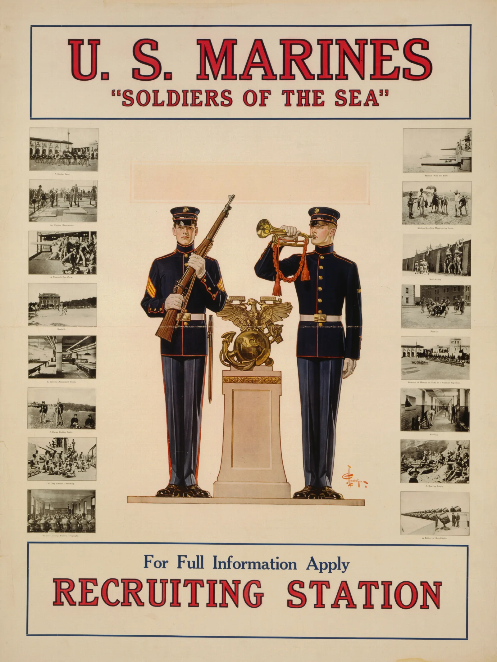 U S Marines Soldiers Of The Sea Wall Art by Joseph Christian Leyendecker - Canvas Print