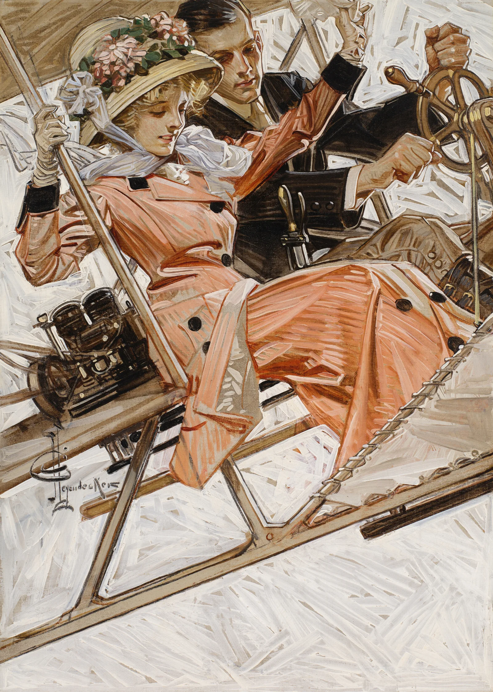 First Airplane Ride Wall Art by Joseph Christian Leyendecker - Canvas Print