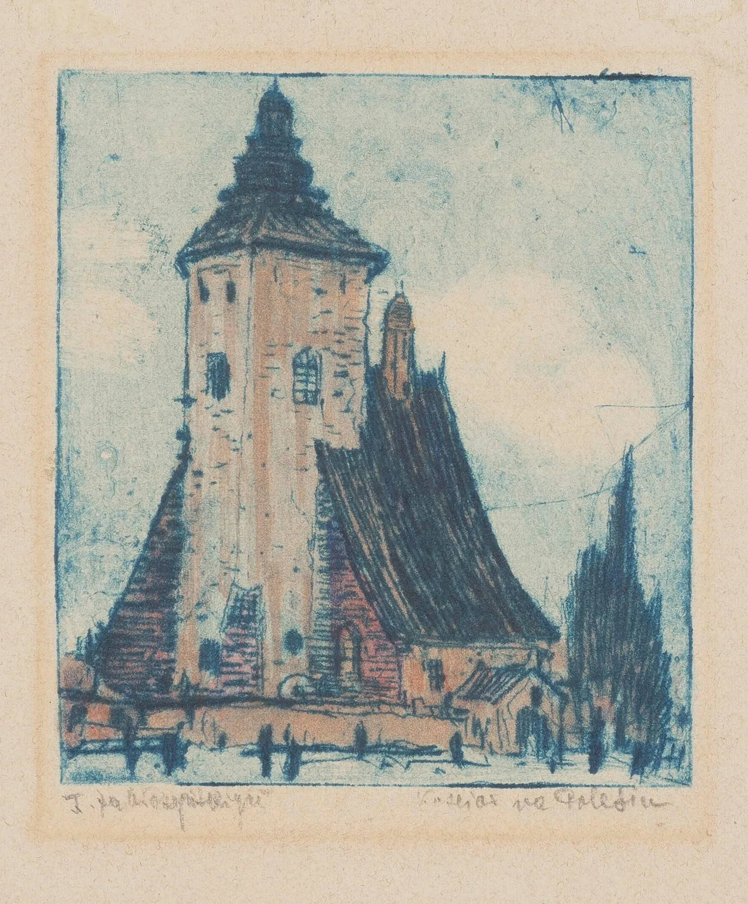 Kosciol Na Polesiu Wall Art by Feliks Jabłczyński - Canvas Print