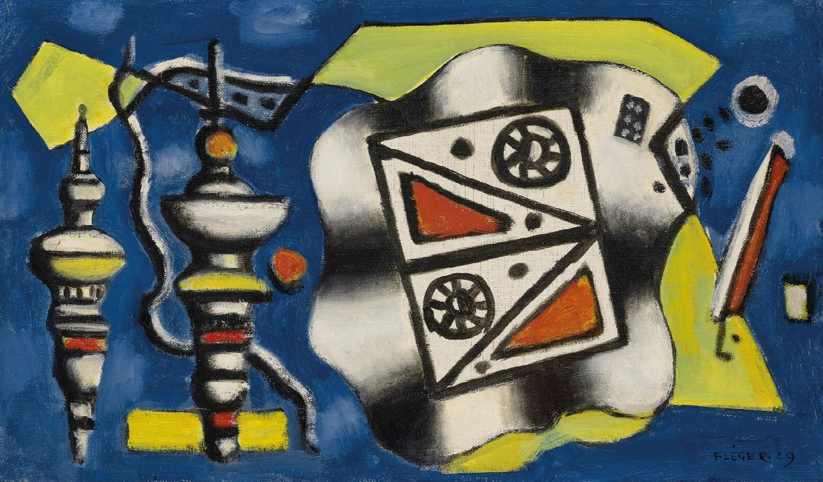 Composition Sur Fond Bleu Wall Art by Fernand Léger - Canvas Print