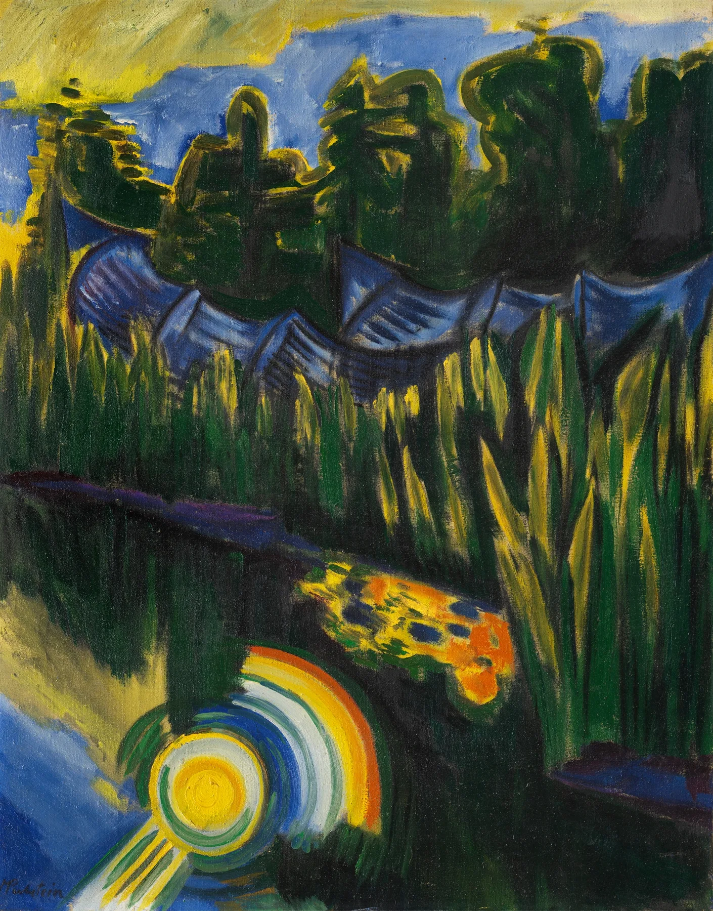 Sun In The Reeds Wall Art by Hermann Max Pechstein - Canvas Print