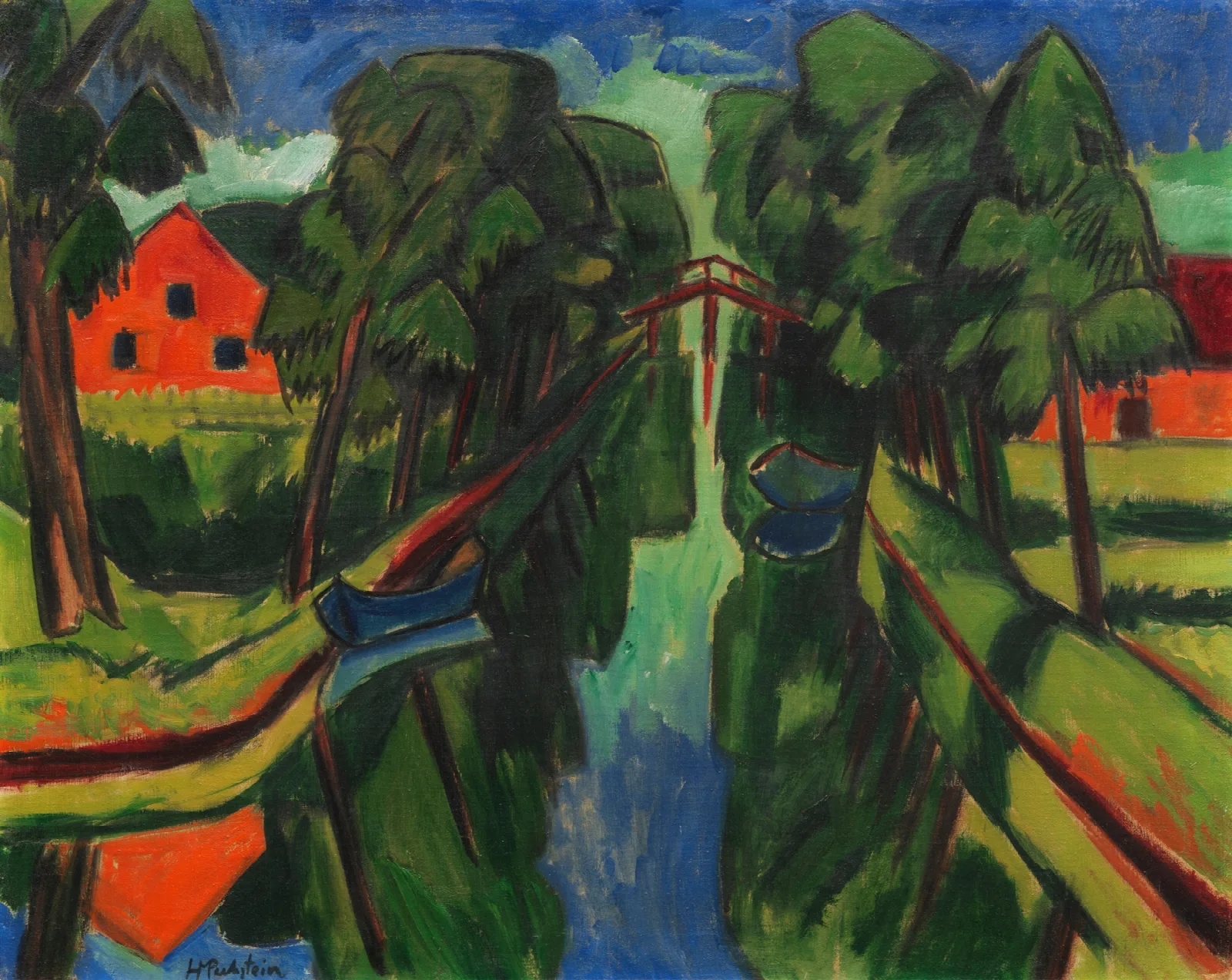Der Muhlengraben Wall Art by Hermann Max Pechstein - Canvas Print