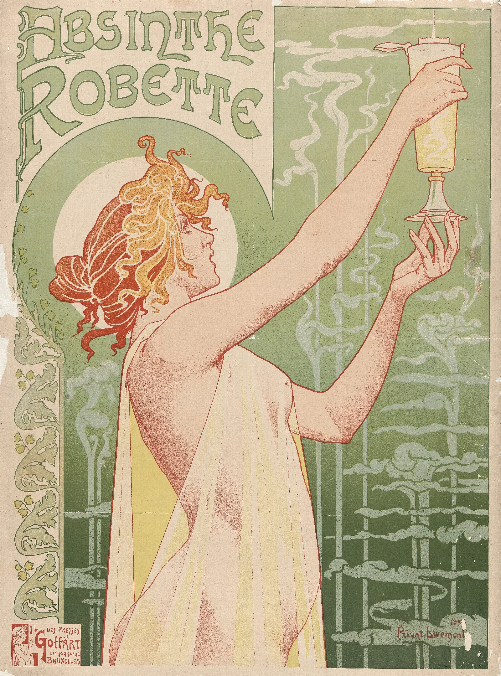 Absinthe Robette Wall Art by Henri Privat-Livemont - Canvas Print