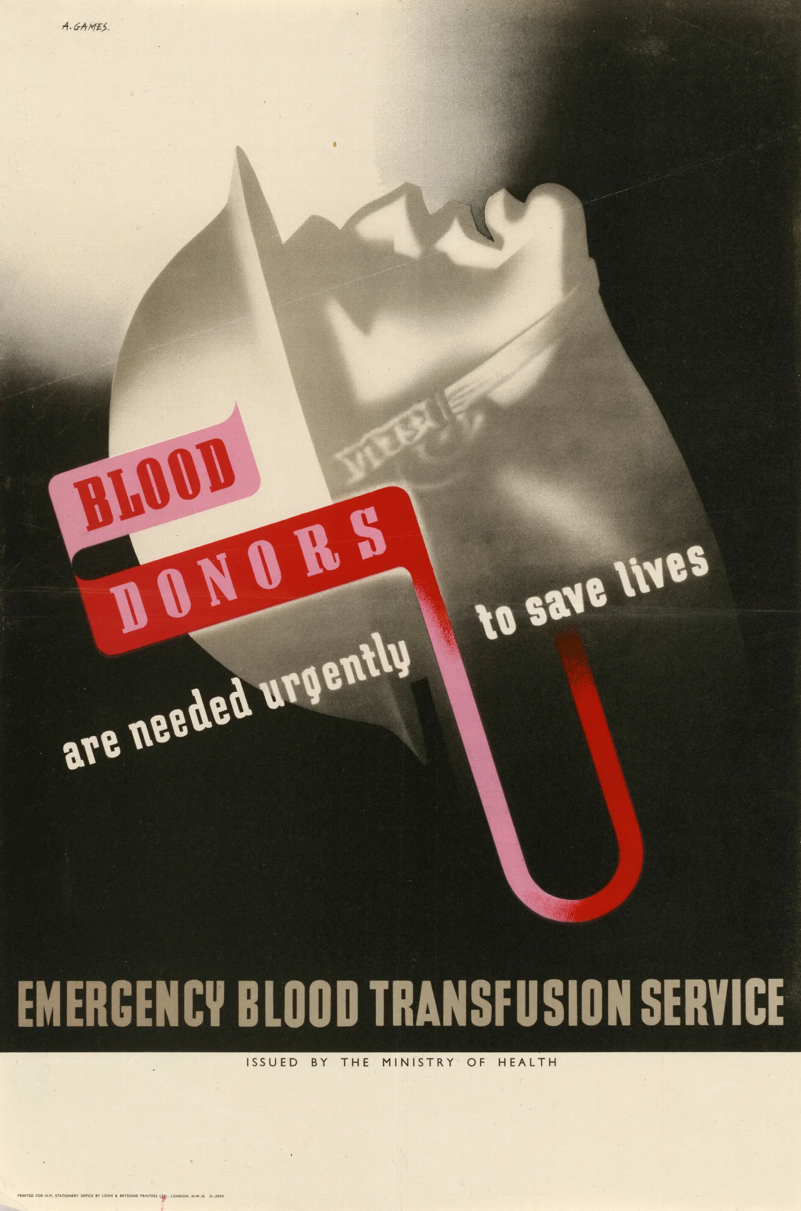 Blood Donors Are Needed Urgently To Save Lives Wall Art by Abram Games - Canvas Print