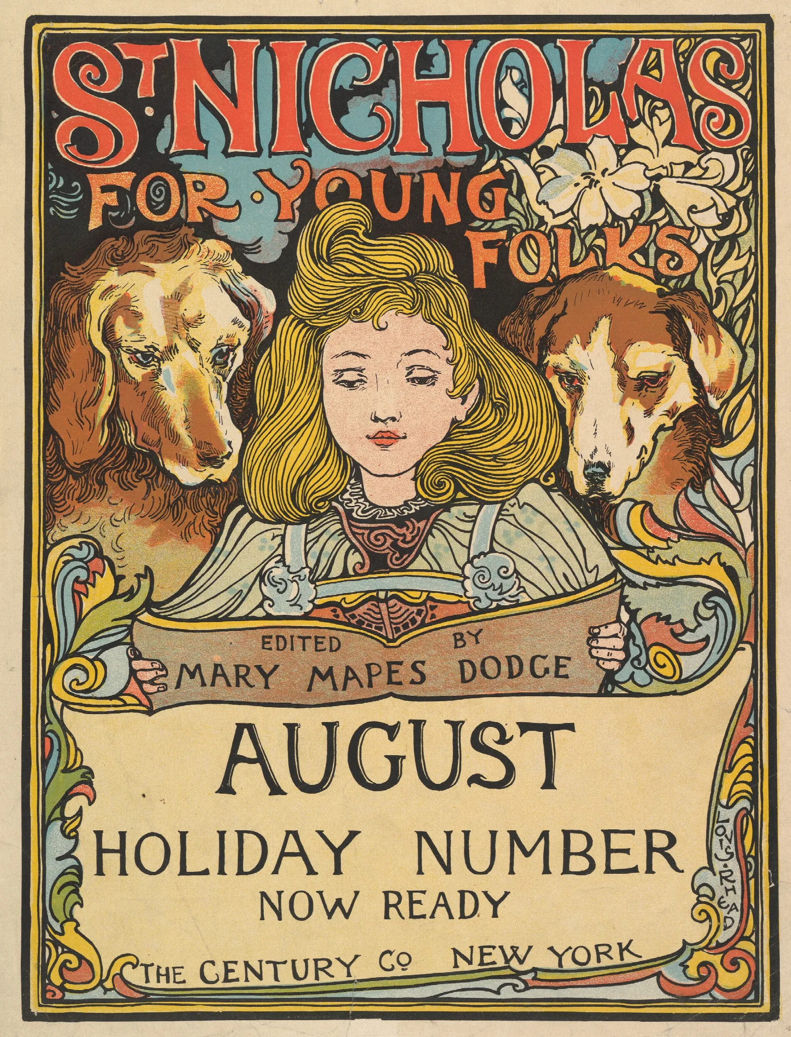 The Century Holiday Number St Nicholas For Young Folks August Wall Art by Louis Rhead - Canvas Print