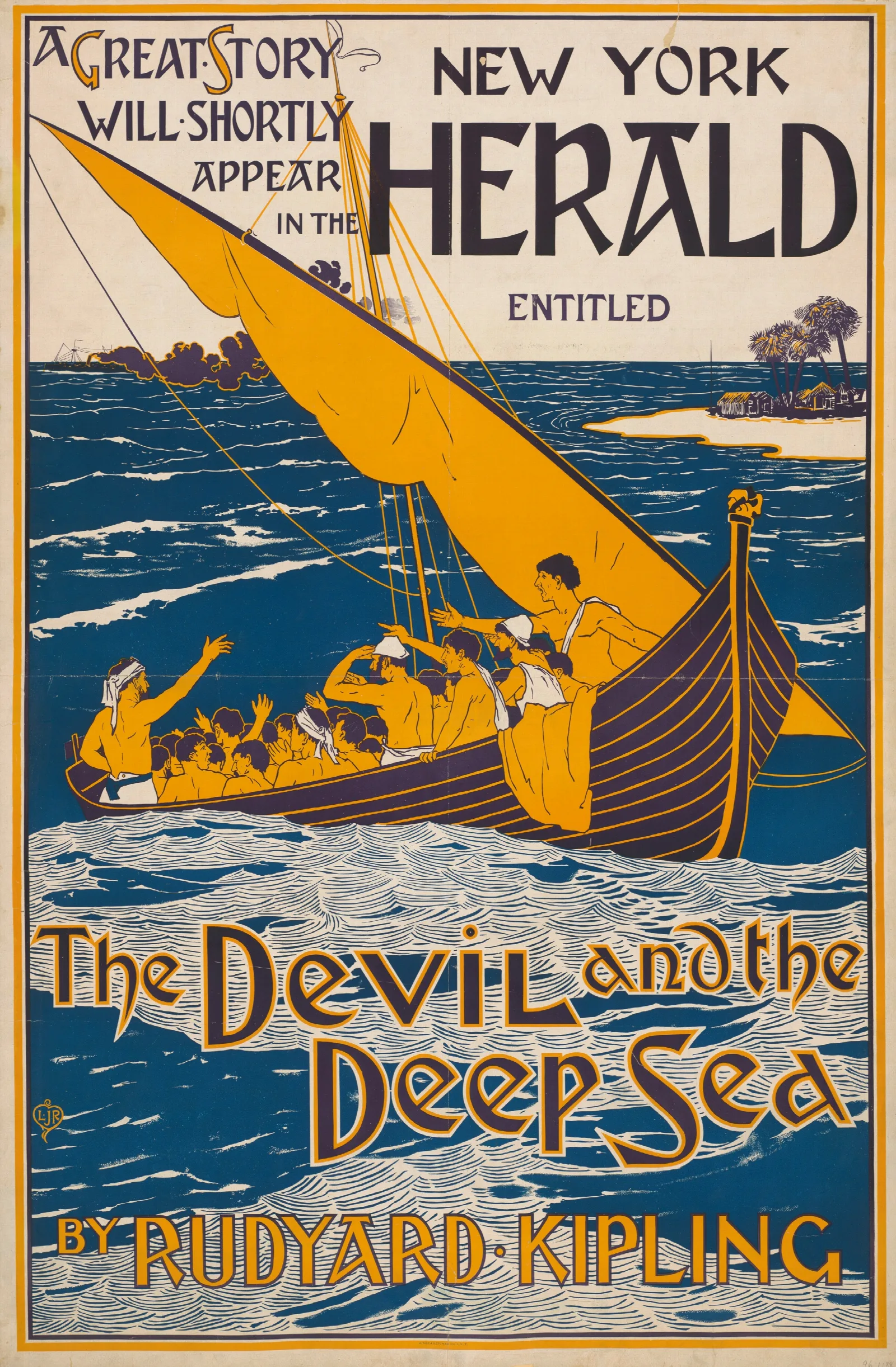 New York Herald The Devil And The Deep Sea By Rudyard Kipling Wall Art by Louis Rhead - Canvas Print