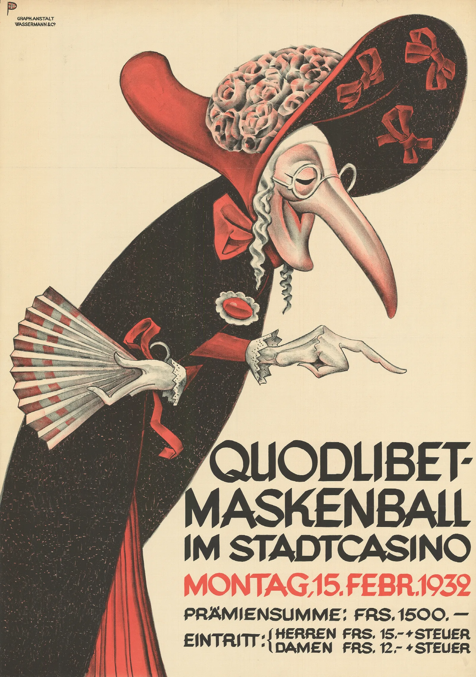 Quodlibet Maskenball Im Stadtcasino Basel Wall Art by Otto Plattner - Canvas Print