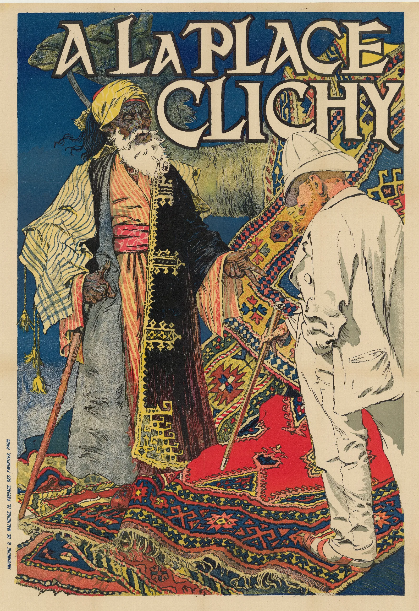 A La Place Clichy Lundi 14 Septembre Tapis Francais Et Orientaux Wall Art by Eugène Grasset - Canvas Print