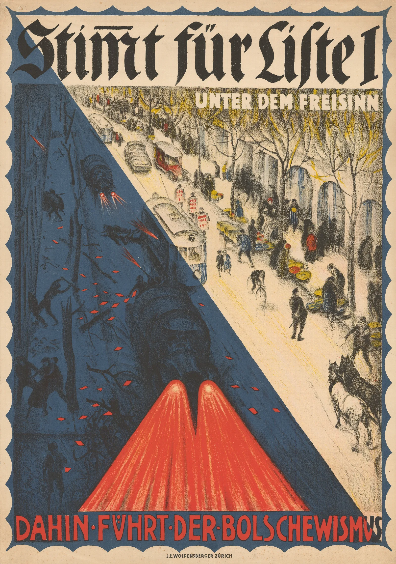 Stimmt Fur Liste 1 Unter Dem Freisinn Dahin Fuhrt Der Bolschewismus Wall Art by Burkhard Mangold - Canvas Print