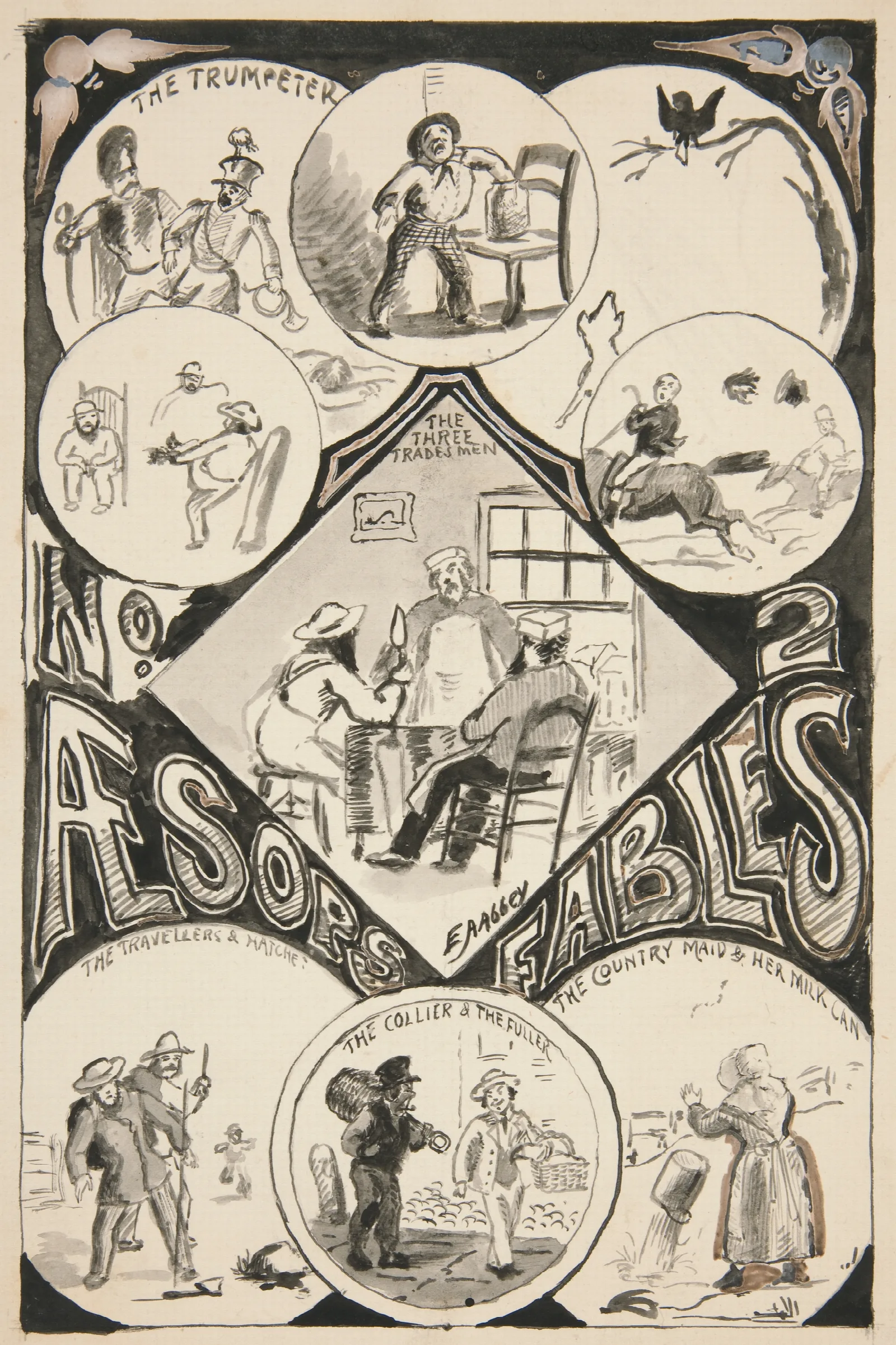 Title Page For Aesops Fables No 2 Wall Art by Edwin Austin Abbey - Canvas Print