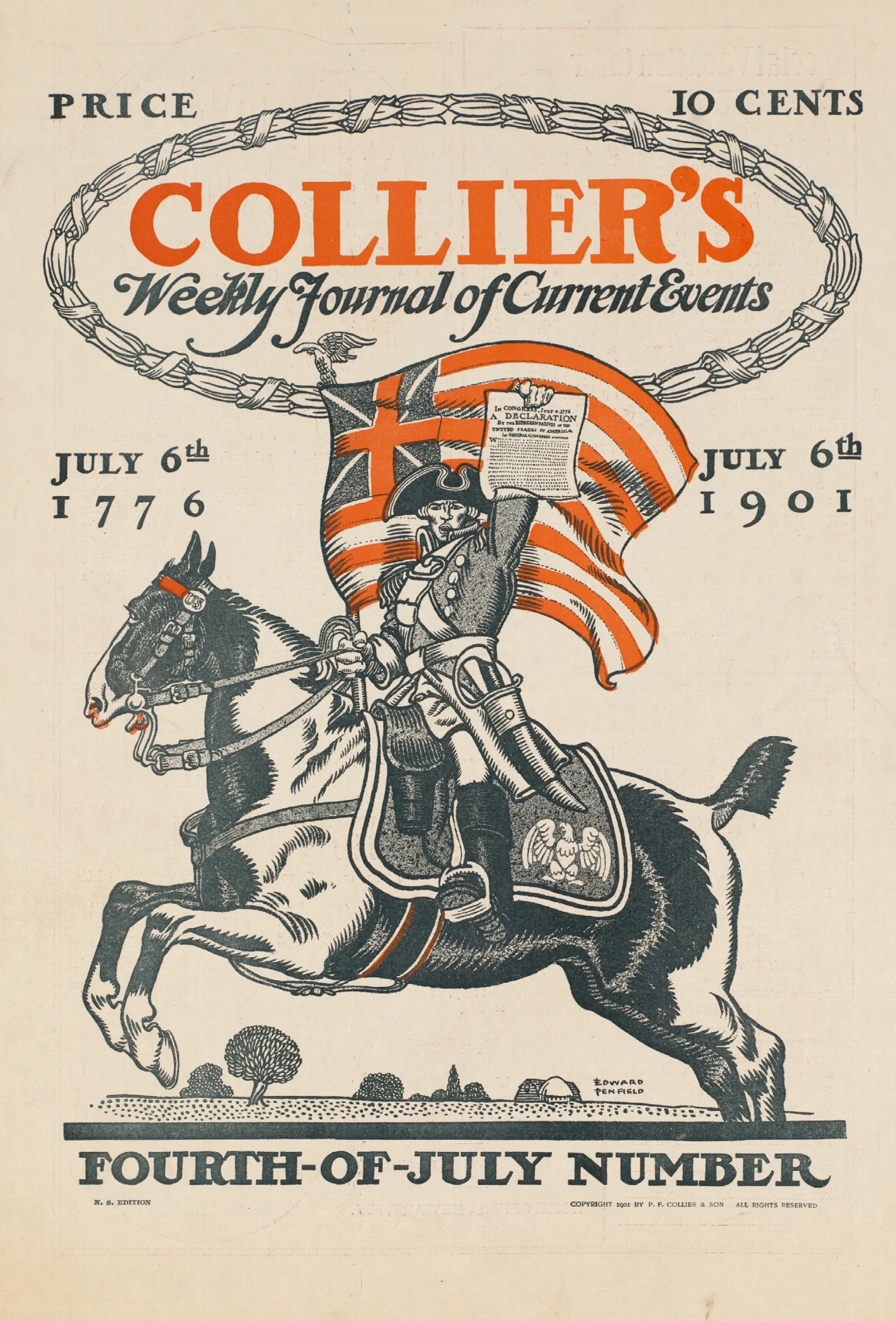 Colliers Weekly Journal Of Current Events Fourth Of July Number Wall Art by Edward Penfield - Canvas Print