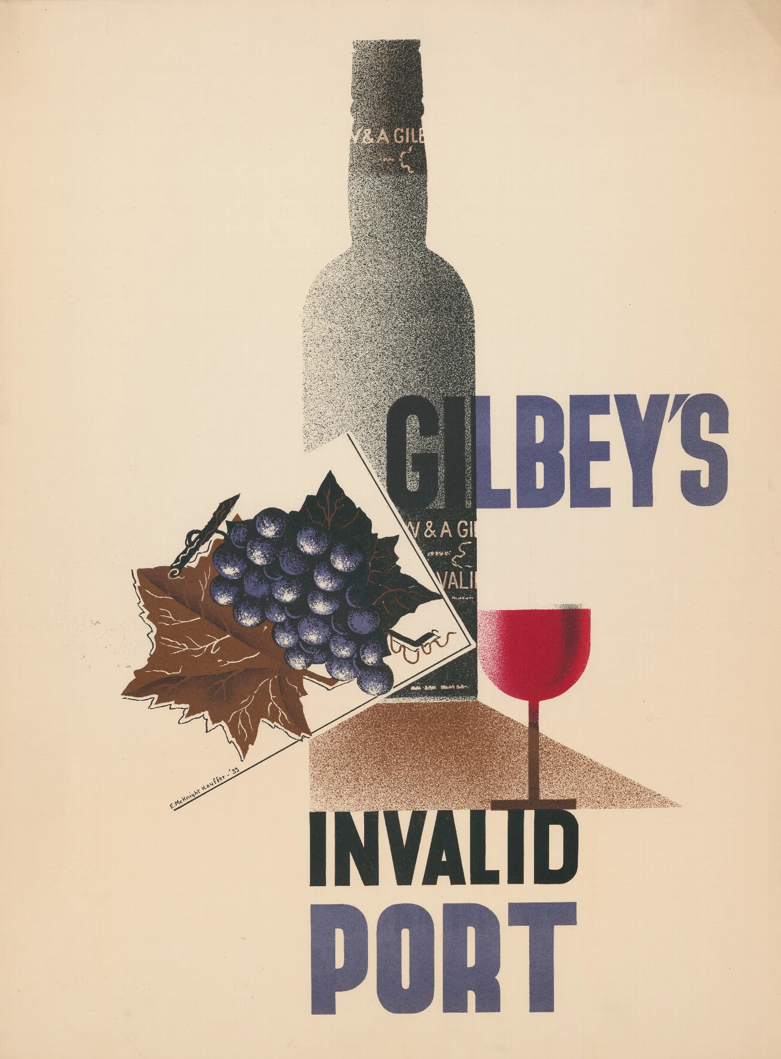 Gilbeys Invalid Port D 174 Wall Art by Edward McKnight Kauffer - Canvas Print