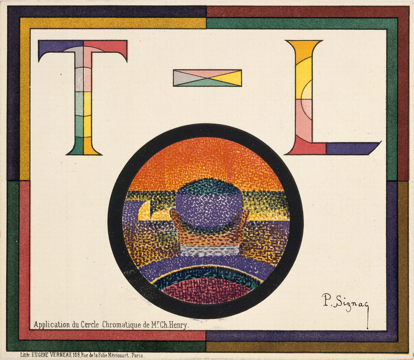 Application Of Charles Henrys Chromatic Circle Theatre Libre Playbill Of January 31 1889 2 Wall Art by Paul Signac - Canvas Print