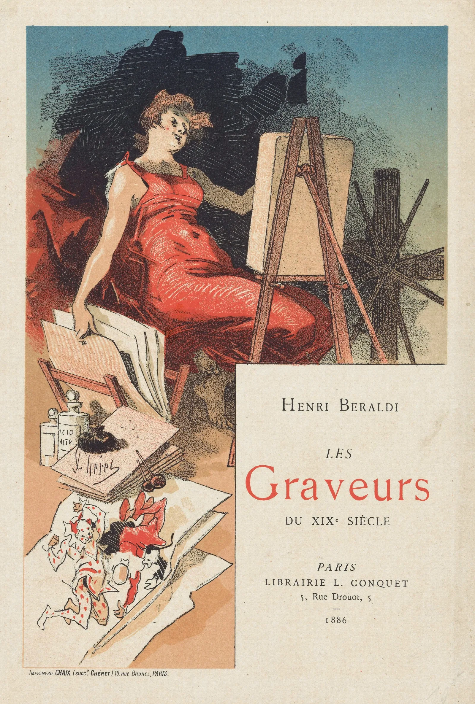 Woman Surrounded By A Printmakers Tools And Materials by Jules Chéret - Canvas Print