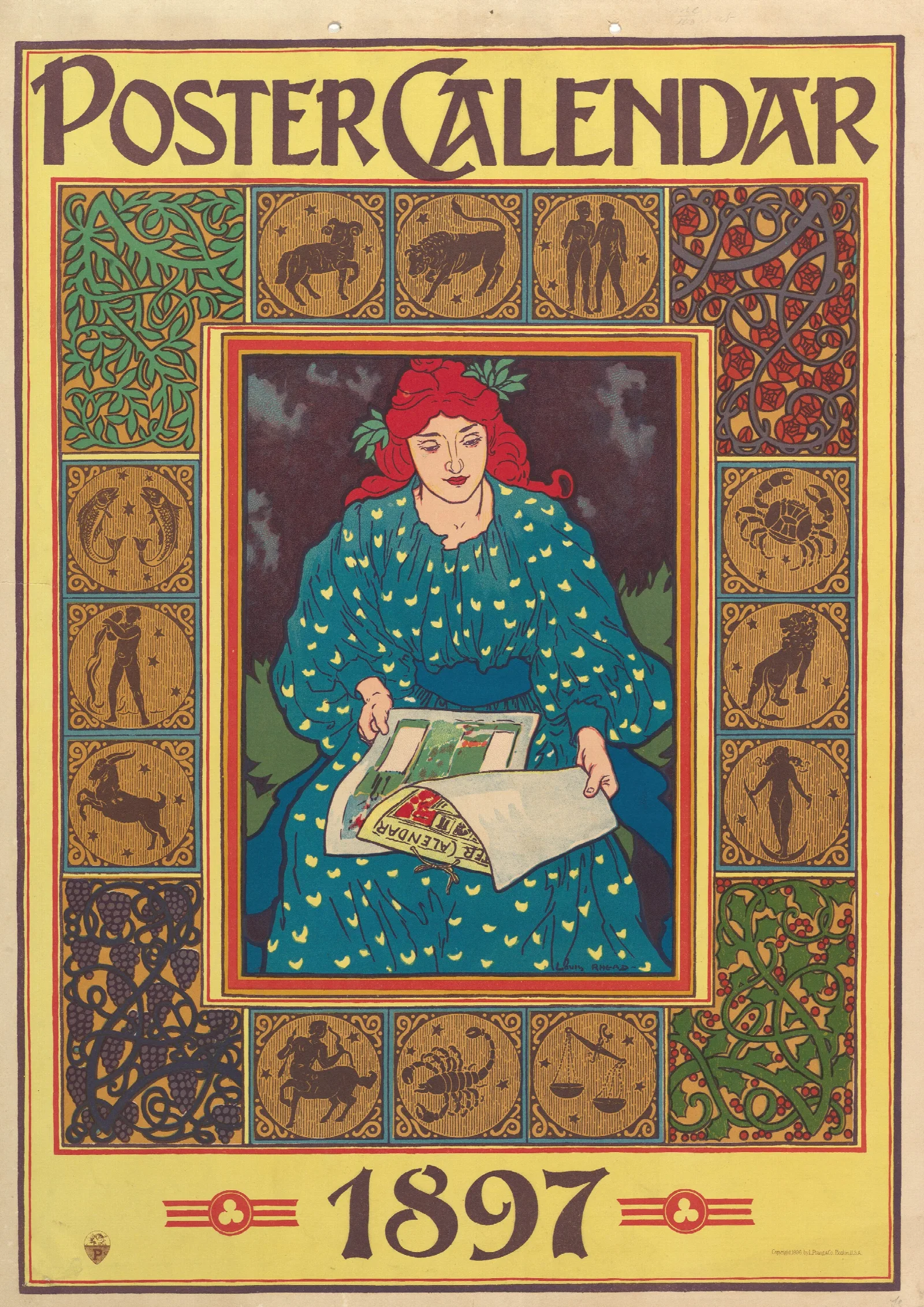 Poster Calendar 1897 by Louis Rhead - Canvas Print
