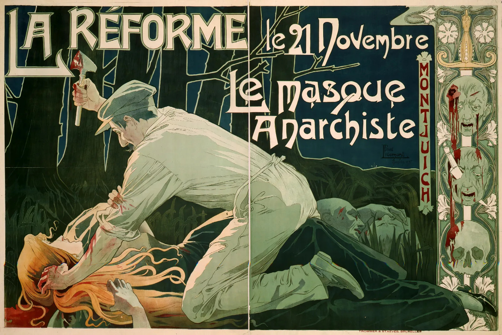 La Reforme Le 21 Novembre Le Masque Anarchiste Wall Art by Henri Privat-Livemont - Canvas Print
