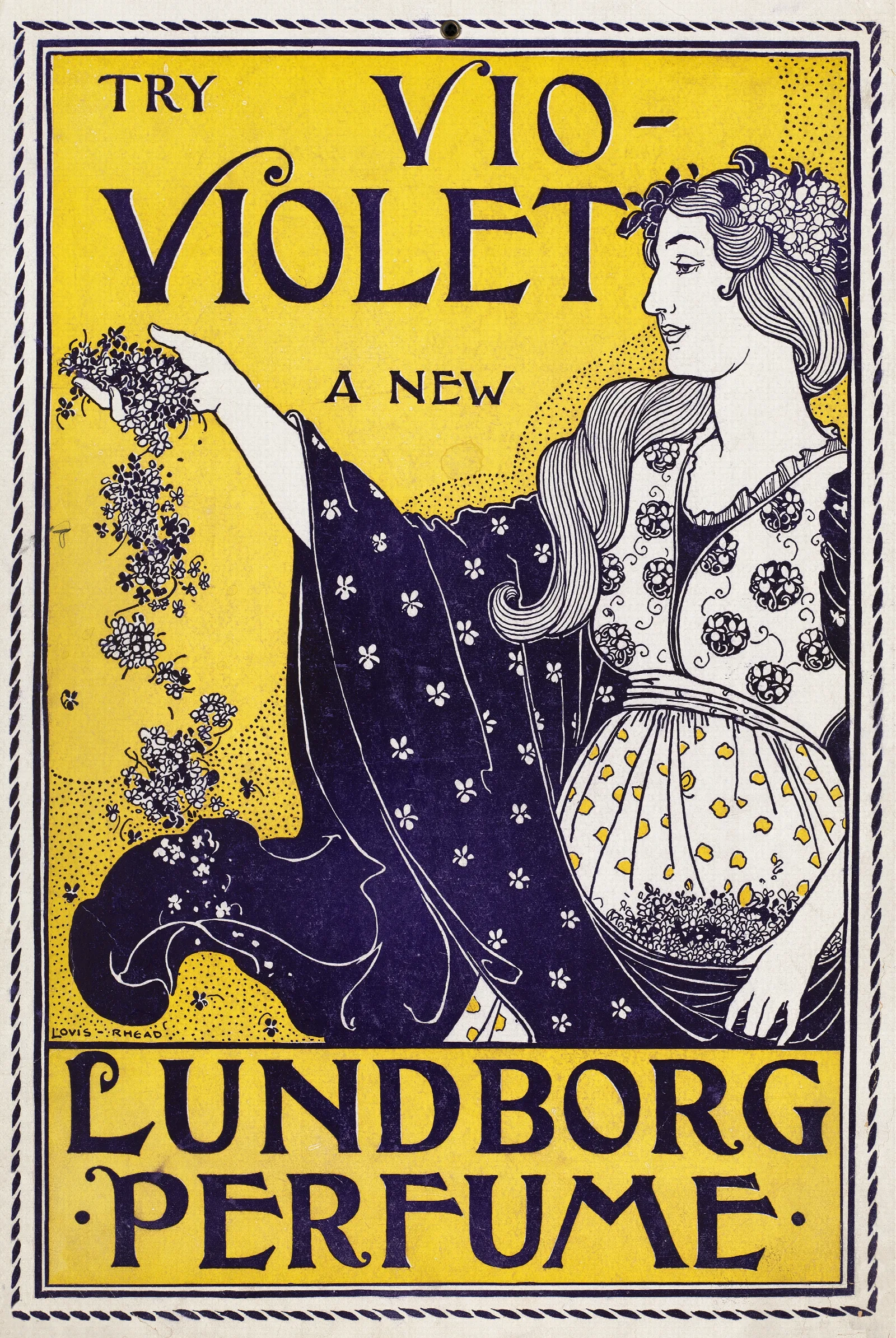 A Woman Holds Flowers Wall Art by Louis Rhead - Canvas Print