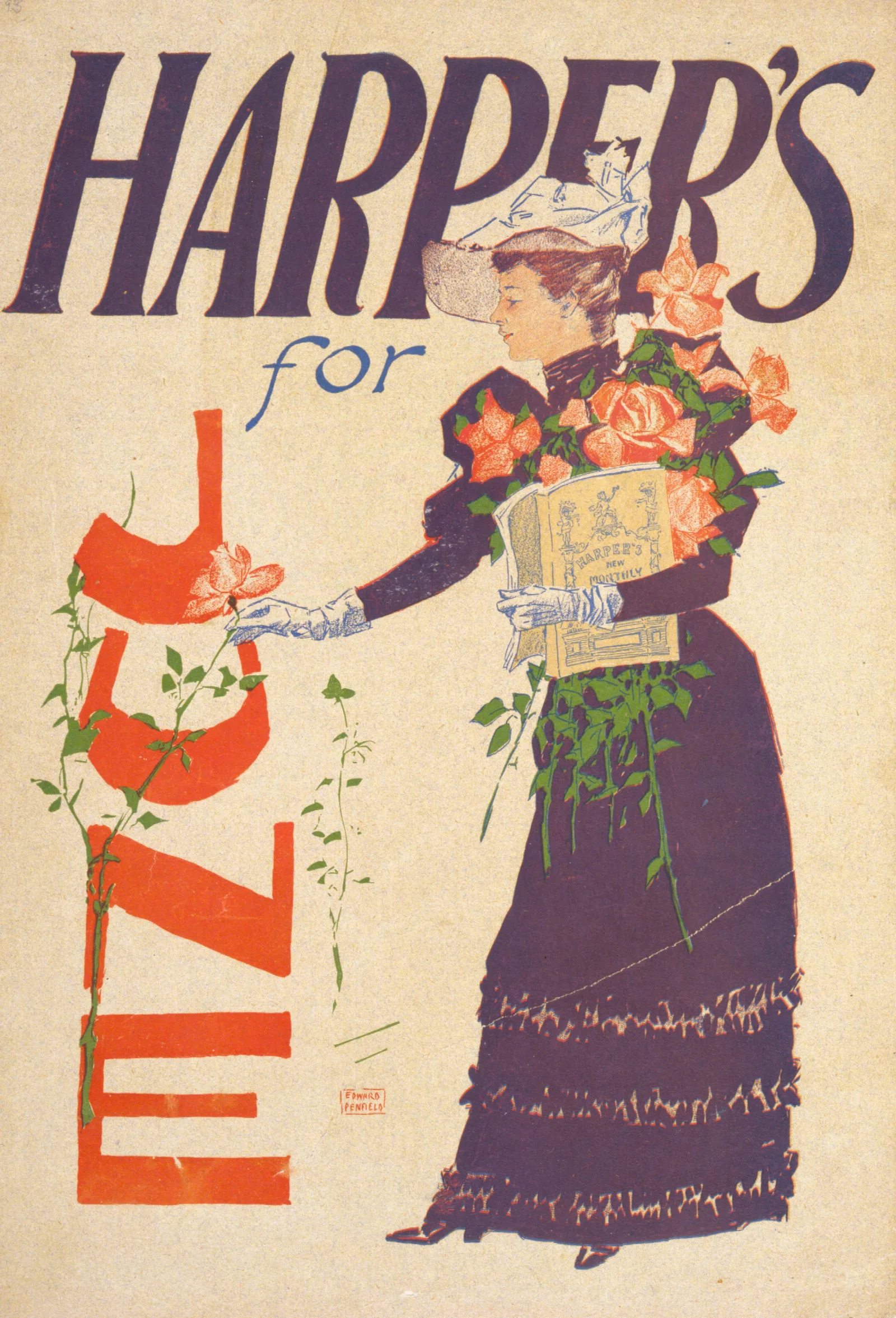 Harpers For June Wall Art by Edward Penfield - Canvas Print