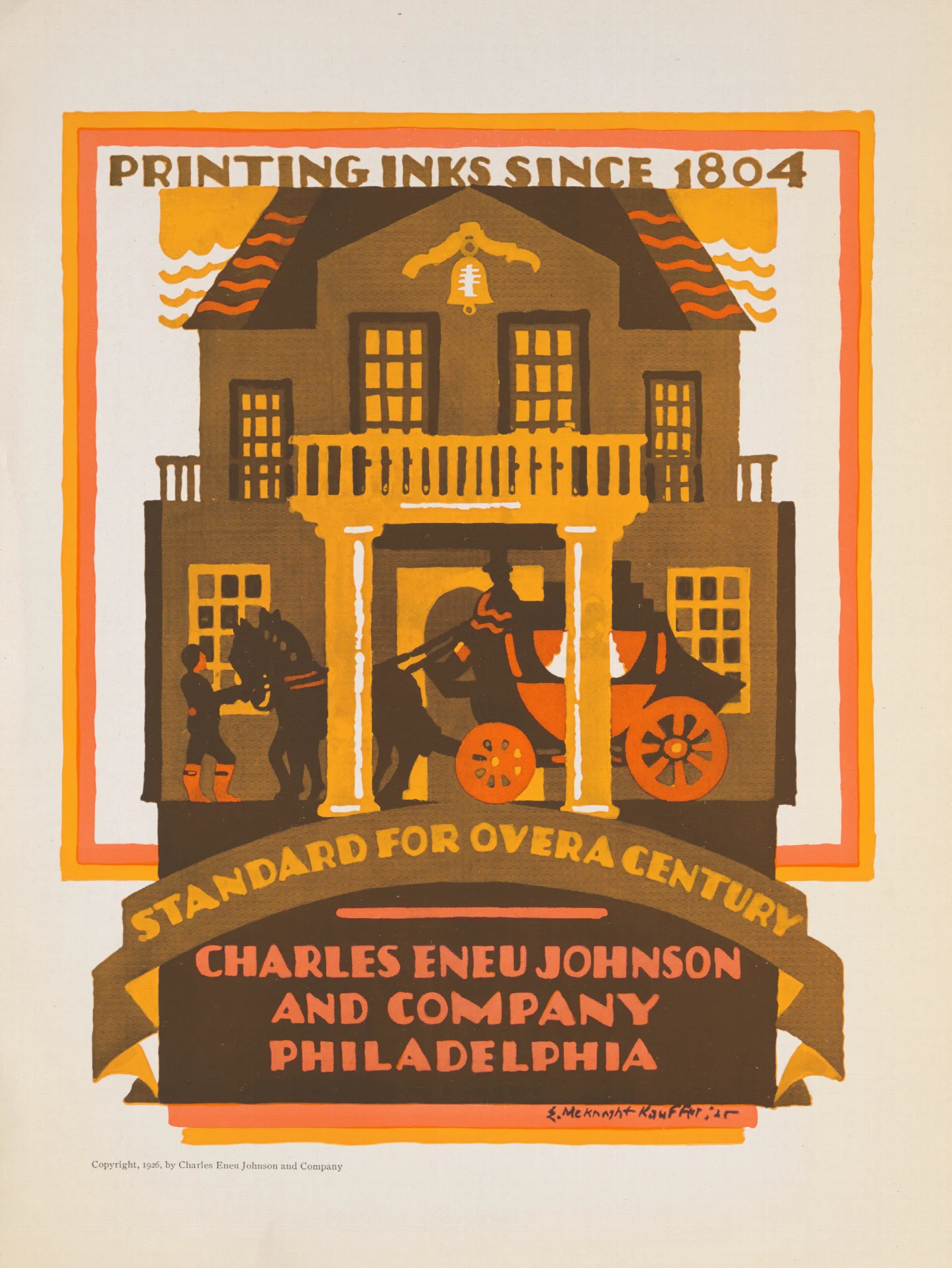 Standard For Over A Century Printing Inks Since 1804 Charles Eneu Johnson And Company Philadelphia by Edward McKnight Kauffer - Canvas Print