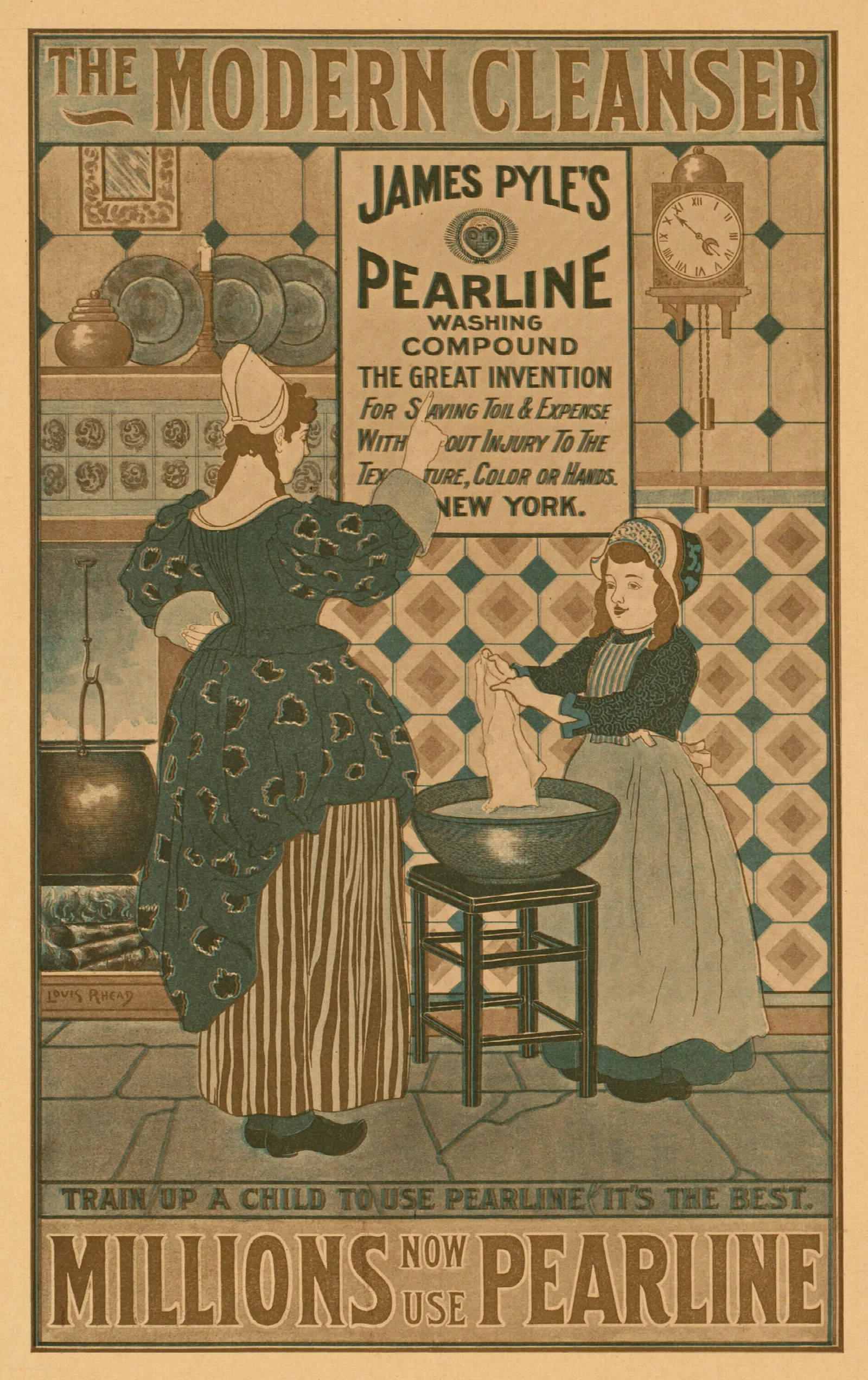 The Modern Cleanser Millions Now Use Pearline Wall Art by Louis Rhead - Canvas Print