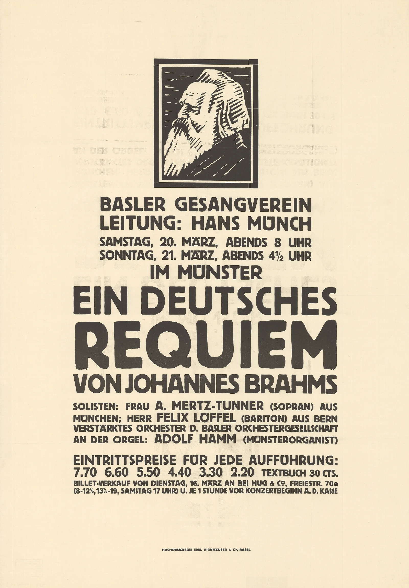 Basler Gesangverein Ein Deutsches Requiem Von Johannes Brahms Wall Art by Burkhard Mangold - Canvas Print