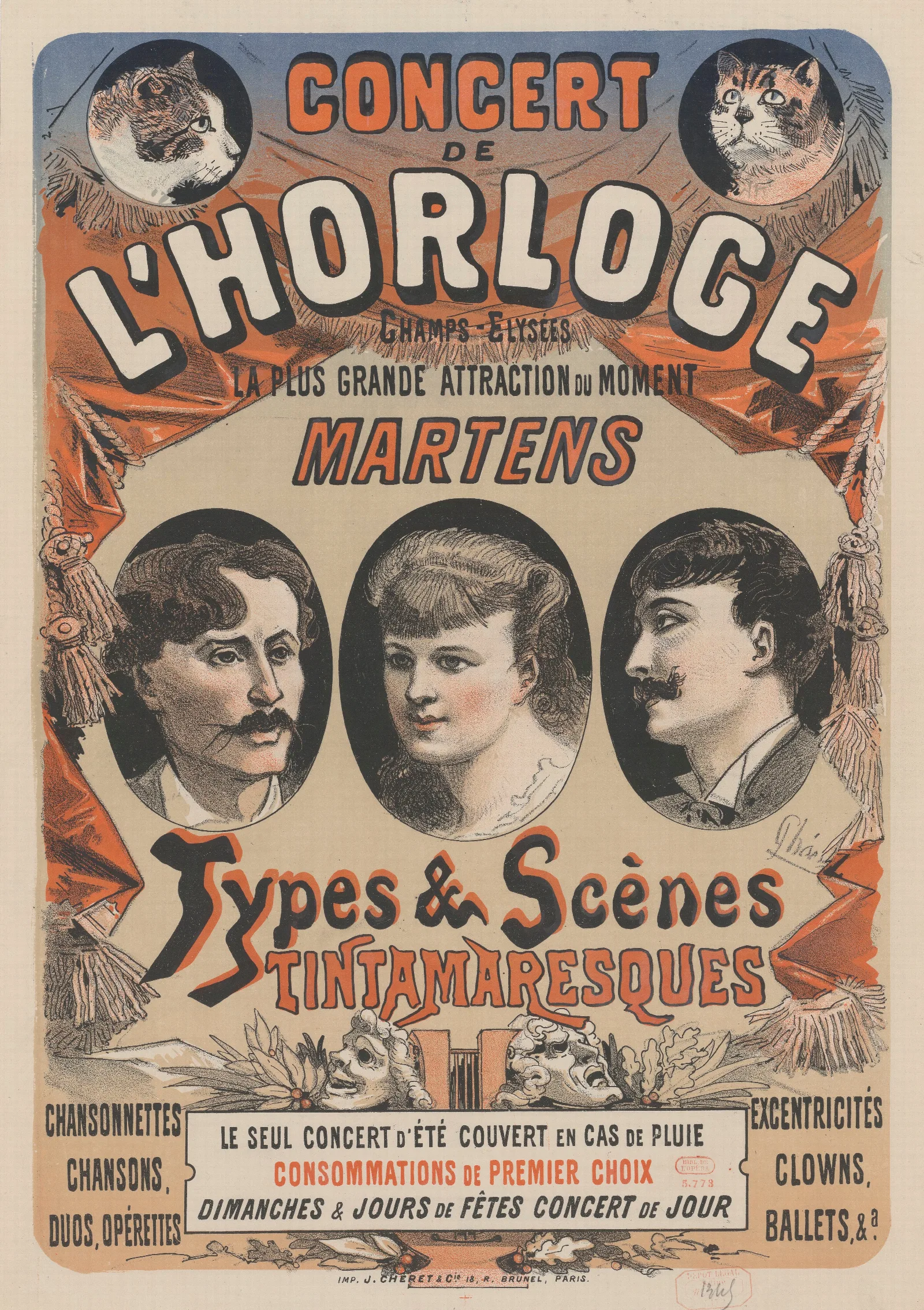 Concert De Lhorloge Martens Types Et Cenes Tintamaresques Wall Art by Jules Chéret - Canvas Print