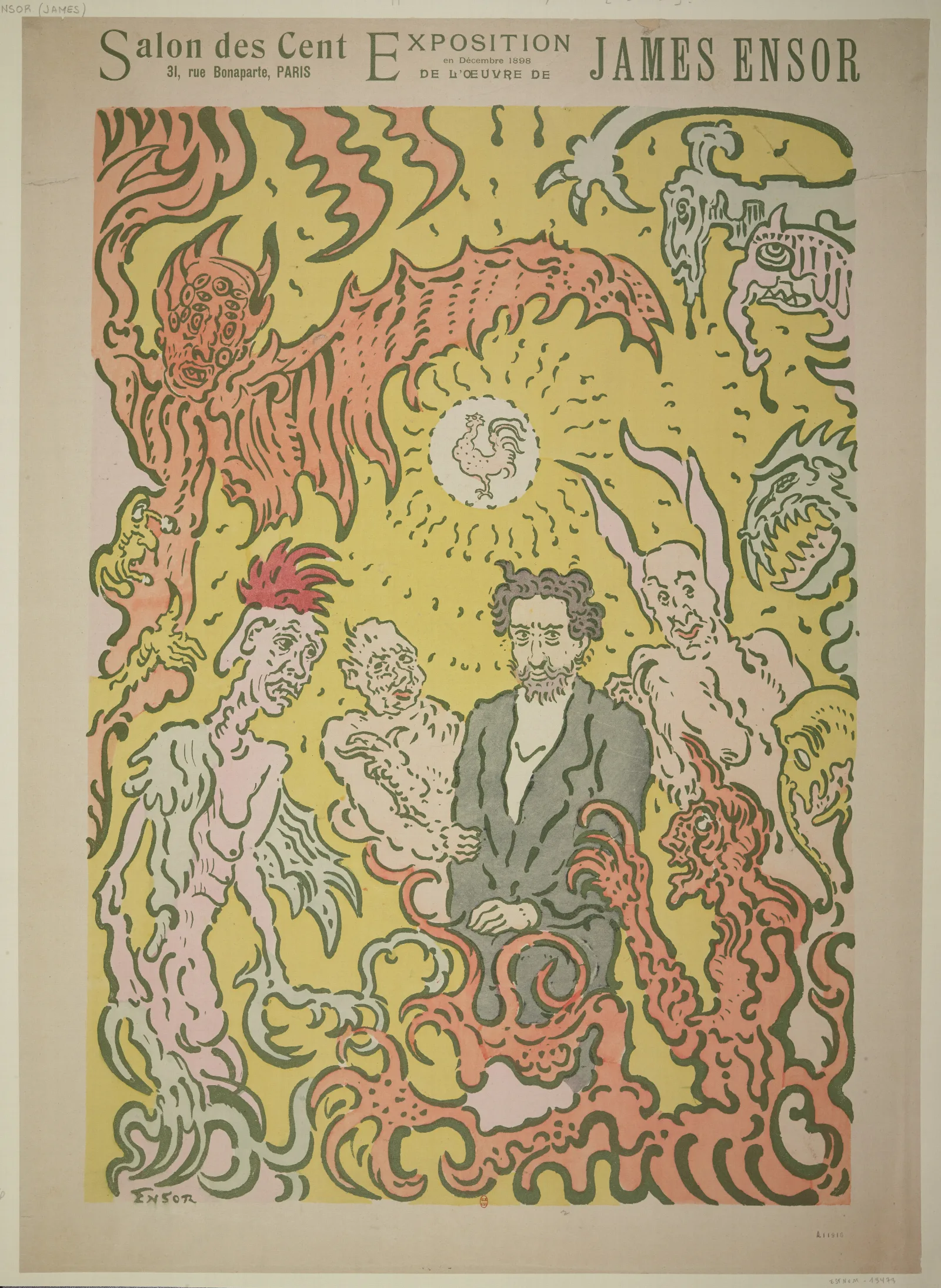 Salon Des Cent Exposition En Decembre 1898 De Loeuvre De James Ensor Wall Art by James Ensor - Canvas Print