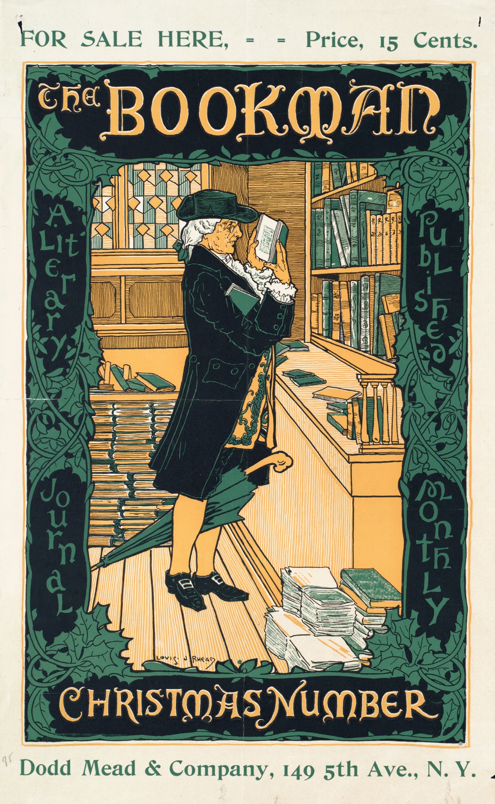 The Bookman Christmas Number Wall Art by Louis Rhead - Canvas Print