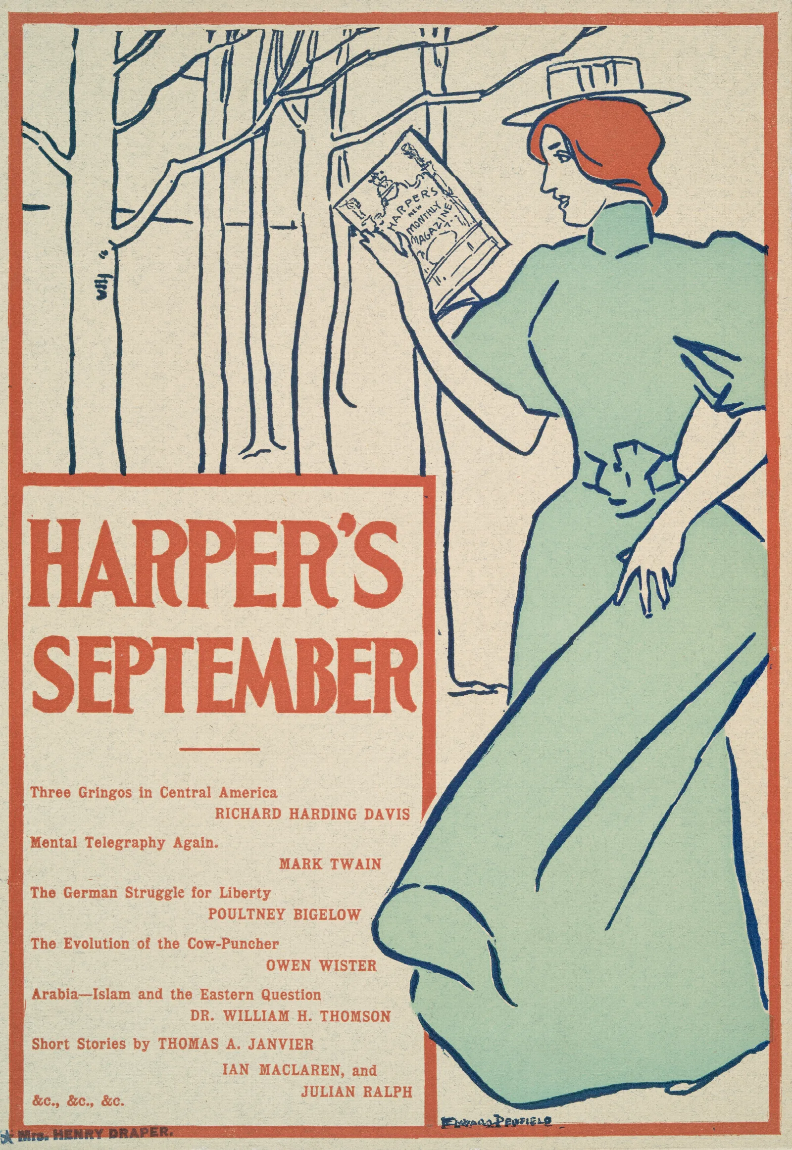 Harpers September 7 Wall Art by Edward Penfield - Canvas Print